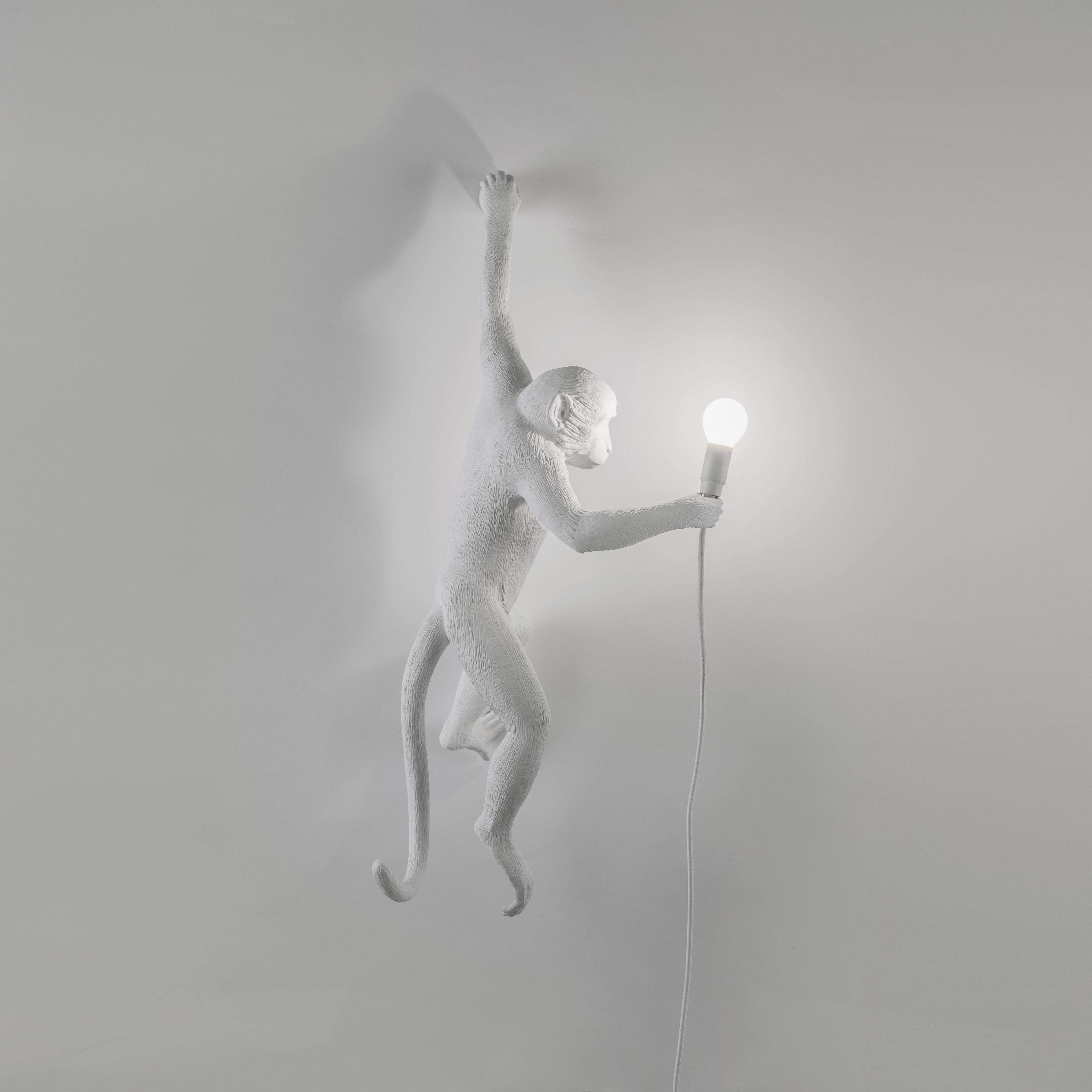 Seletti Monkey Indoor Lamp White, Hanging Left Hand