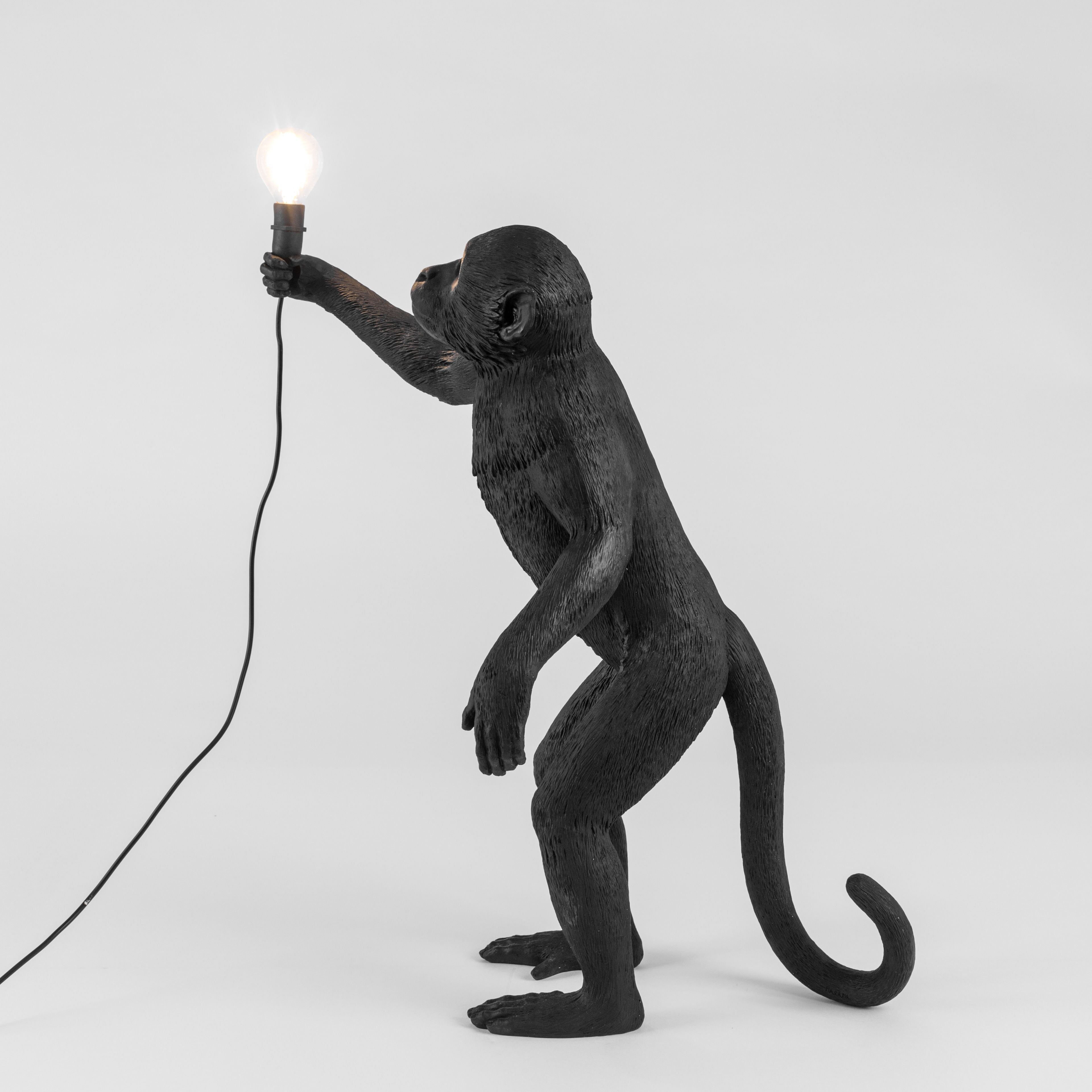 Lampka zewnętrzna Seletti Monkey Black, stojąca