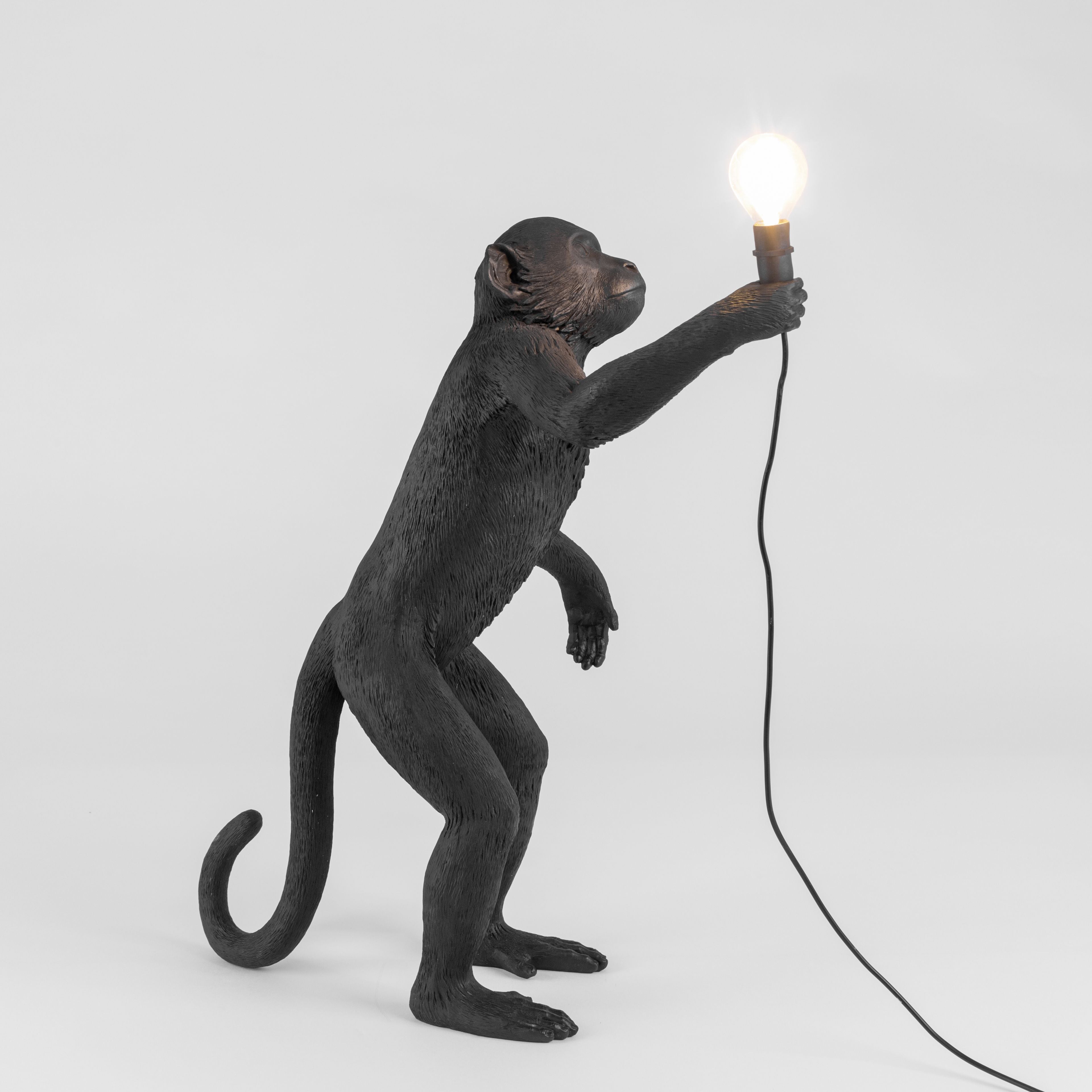 Lampka zewnętrzna Seletti Monkey Black, stojąca