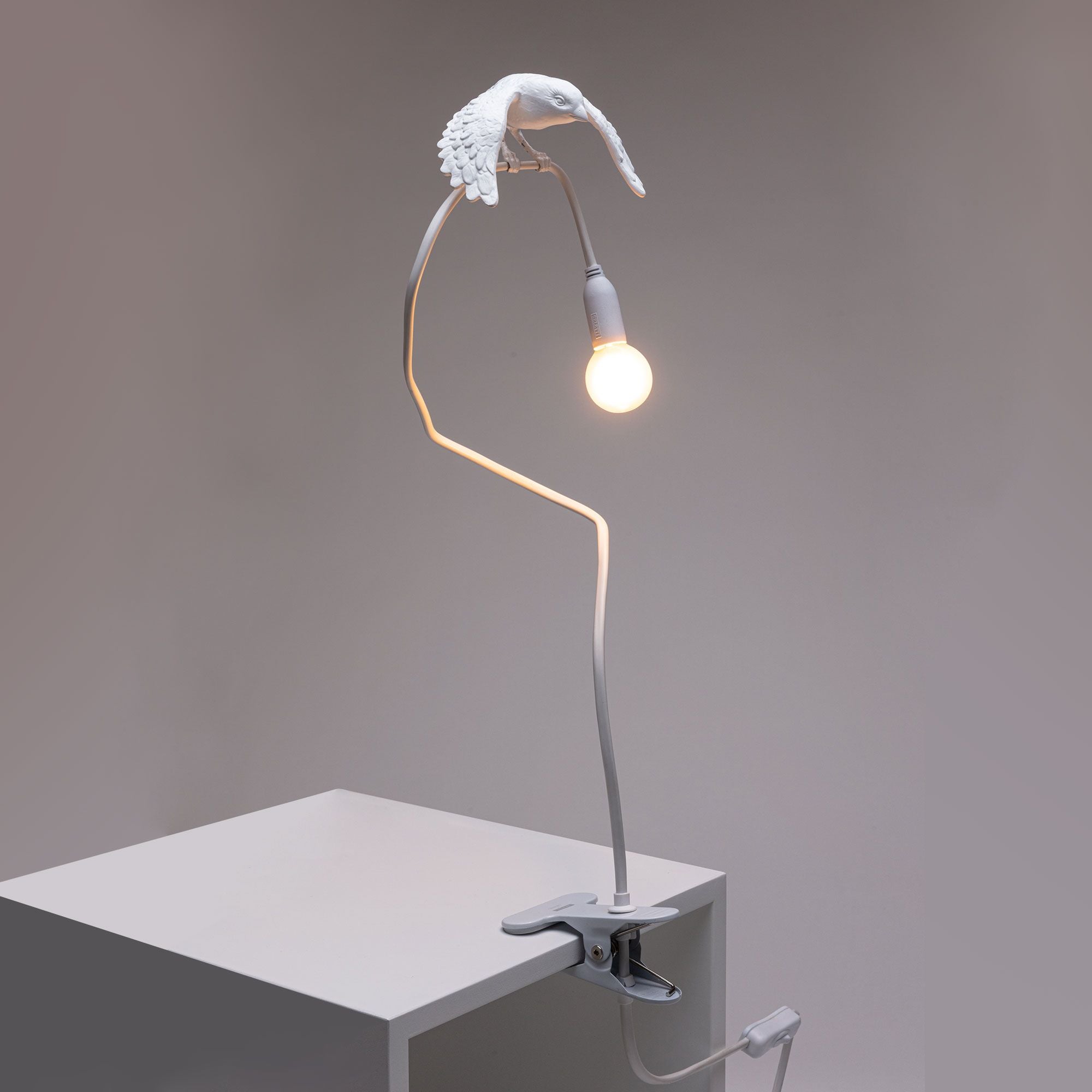 Seletti Sparrow Lamp With Clamp, Taking Off