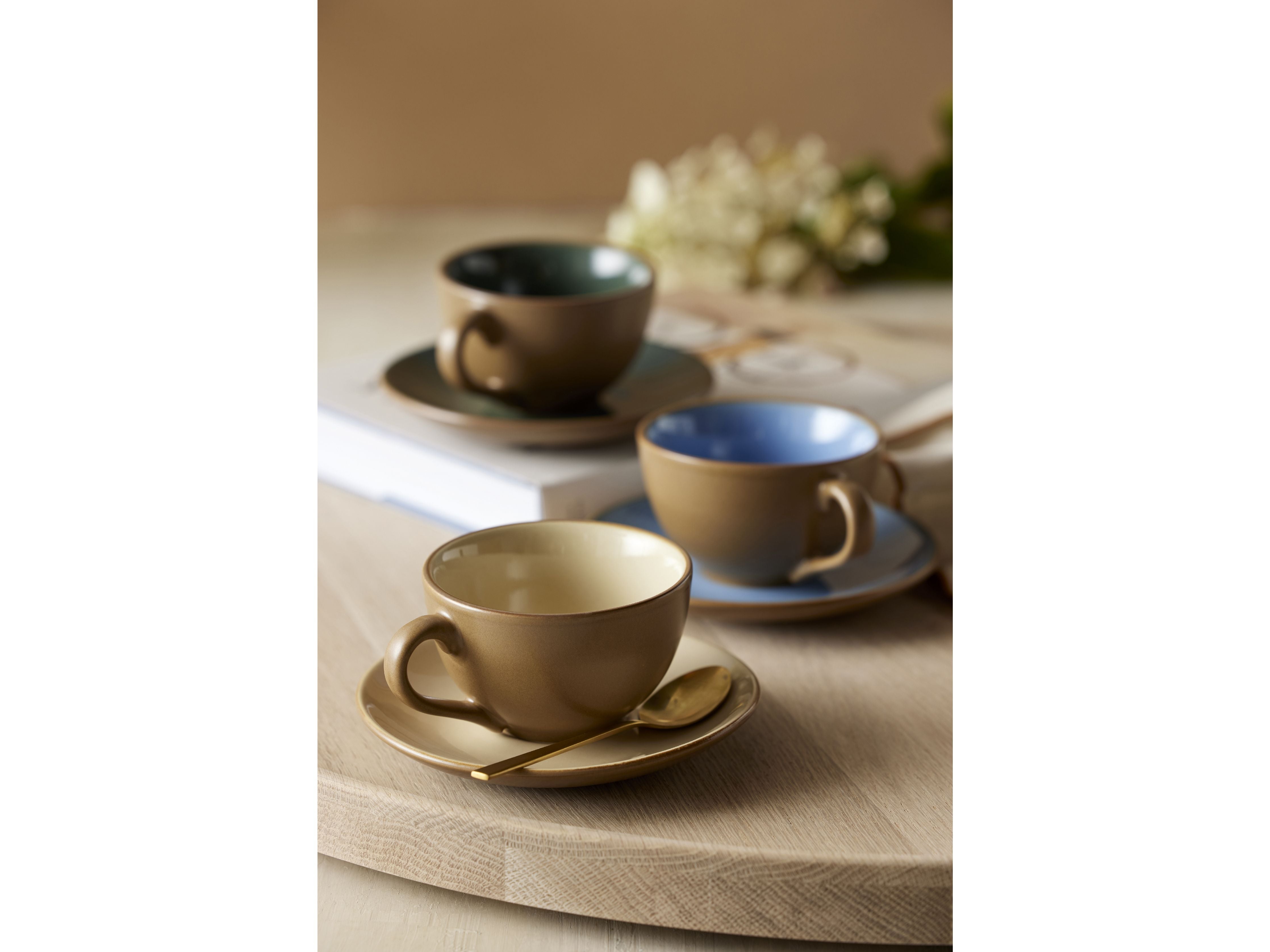 Bitz Cup With Saucer, Wood/Sand