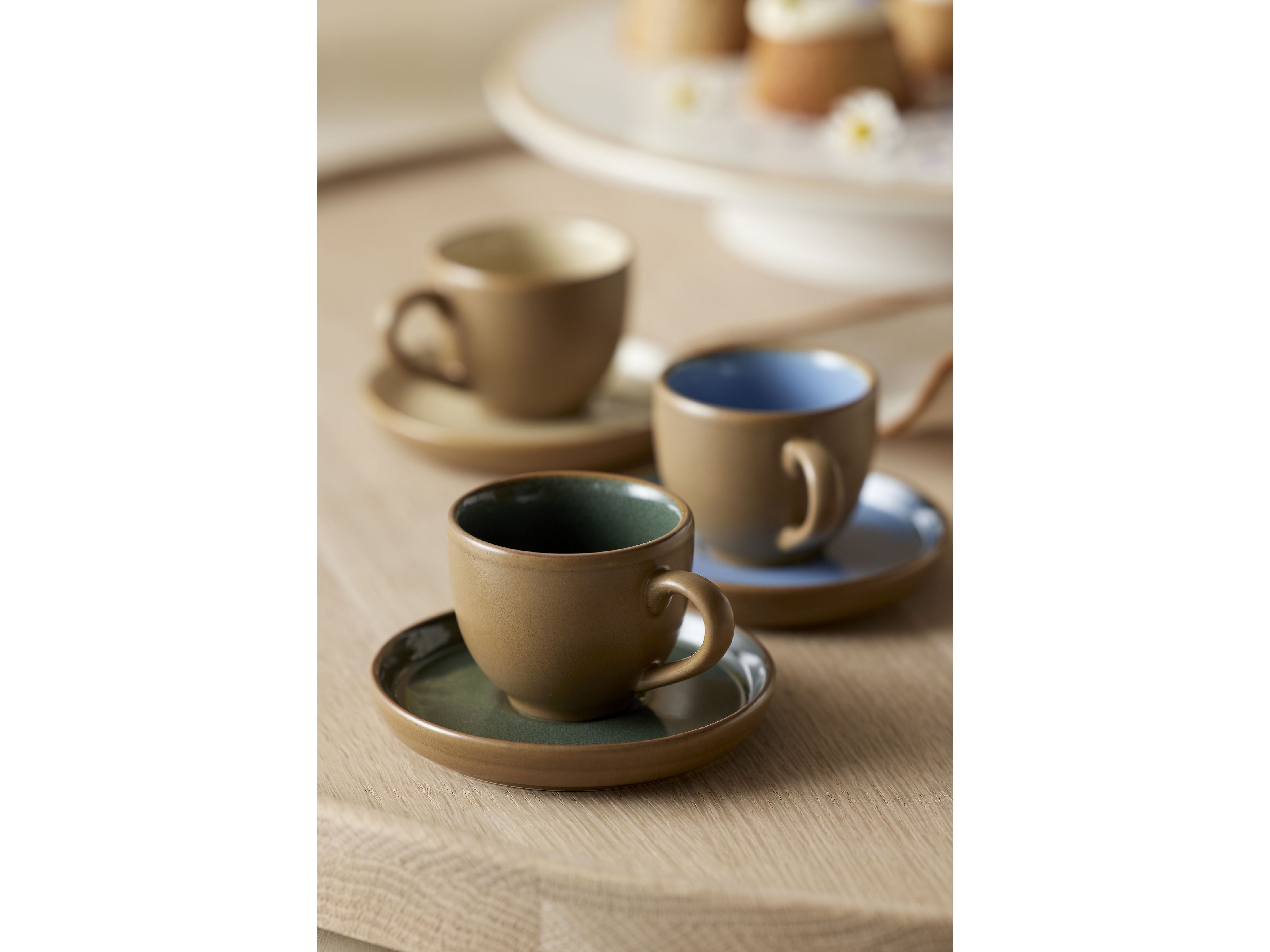 Bitz Espresso Cup With Saucer, Wood/Ocean