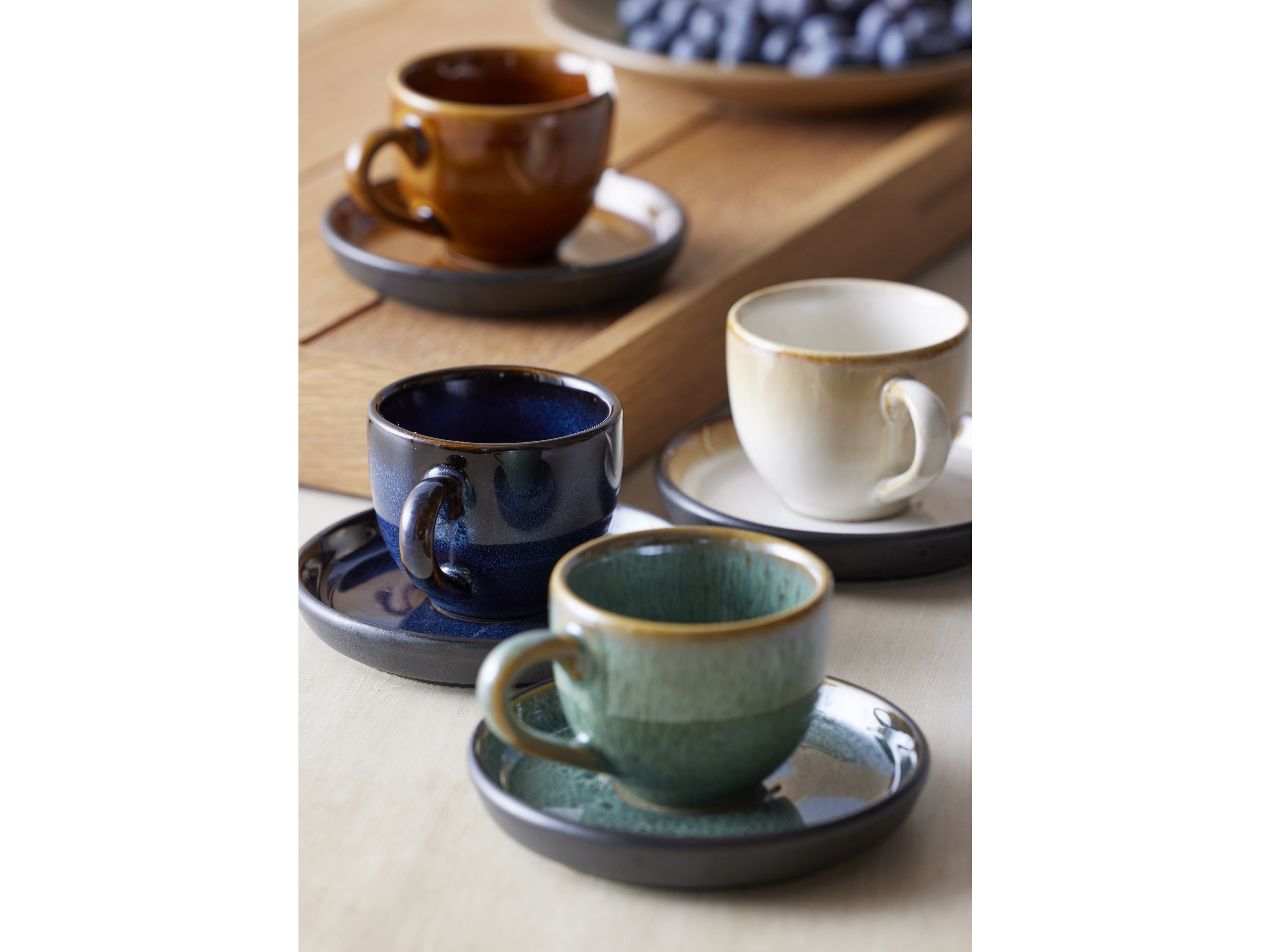 Bitz Espresso Cup With Saucer, Green/Black