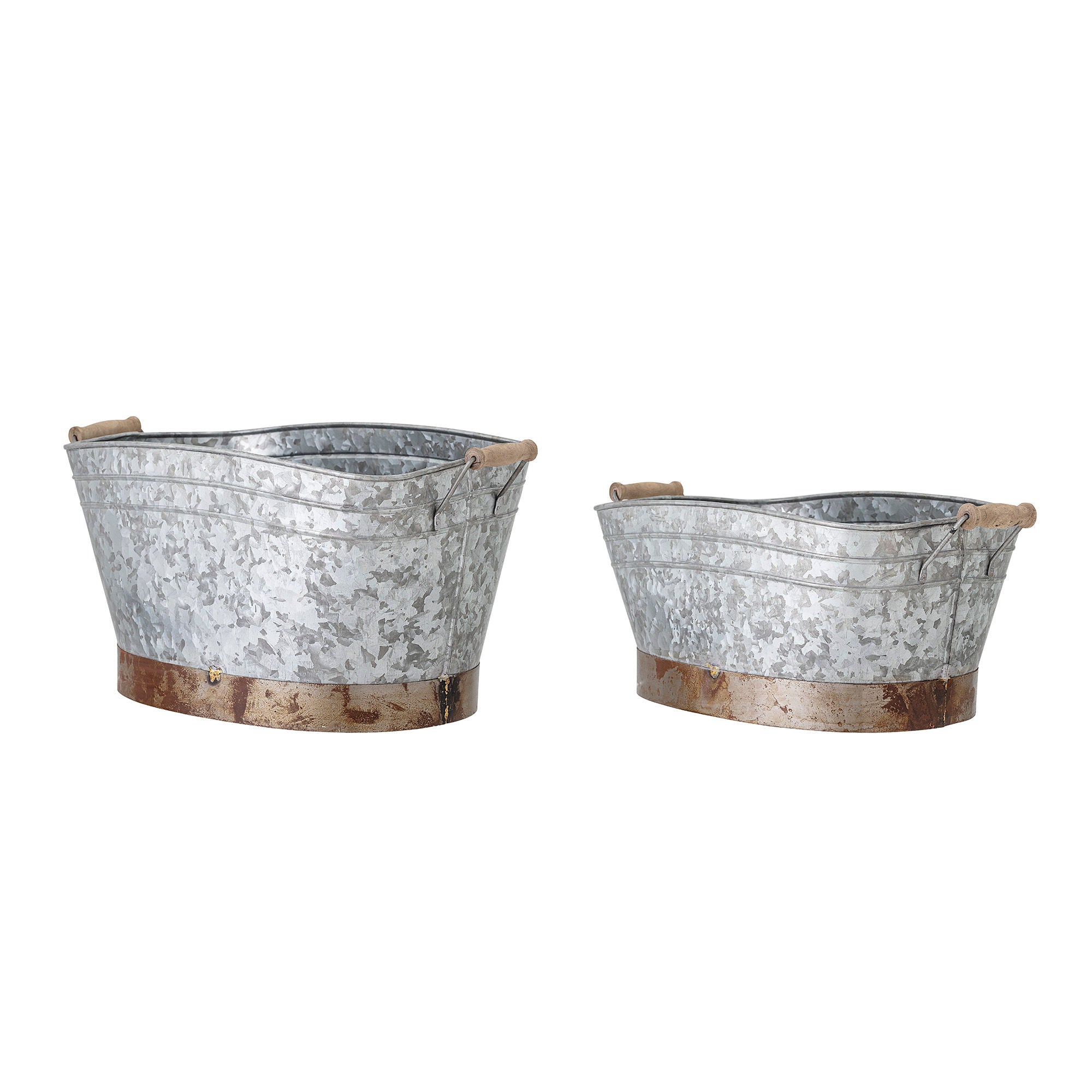 Bloomingville Cimon Bucket, Grey, Calwanizowane żelazo