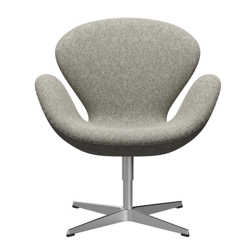 Fritz Hansen 3320 Swan Lounge Chair Special Edition, Aluminium/Moss Light Grey (0005)