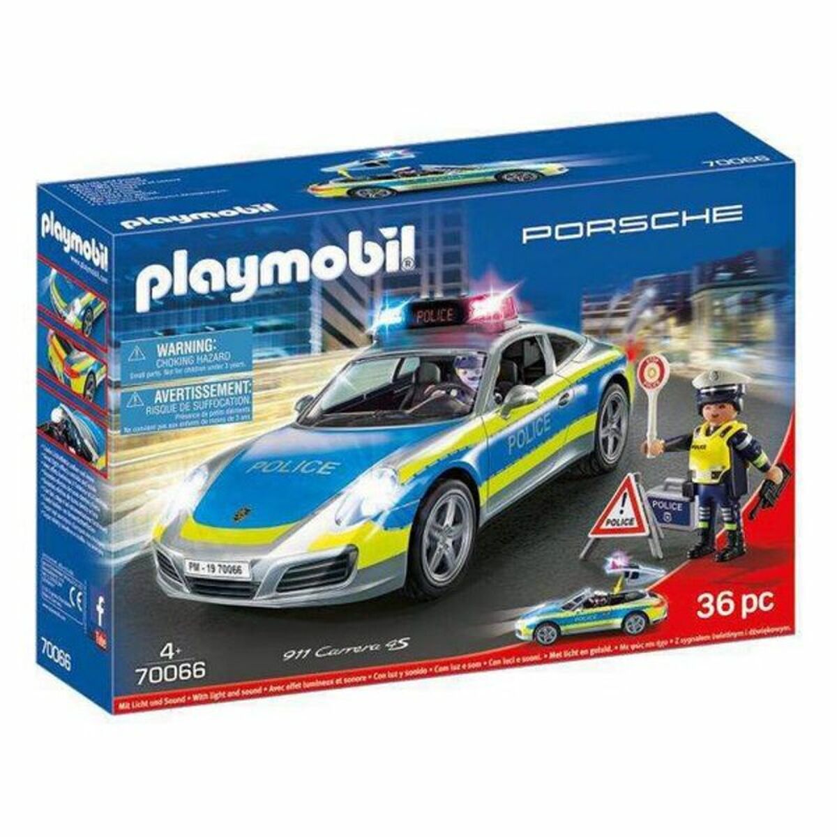 Playset Porsche 911 Carrera 4s Police Playmobil 70066 (36 szt.)