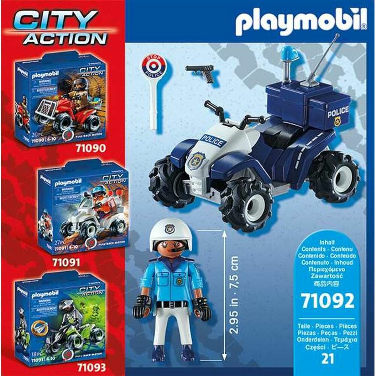 Vehicle Playset Playmobil Speed Quad City Action 71092 Police Officer