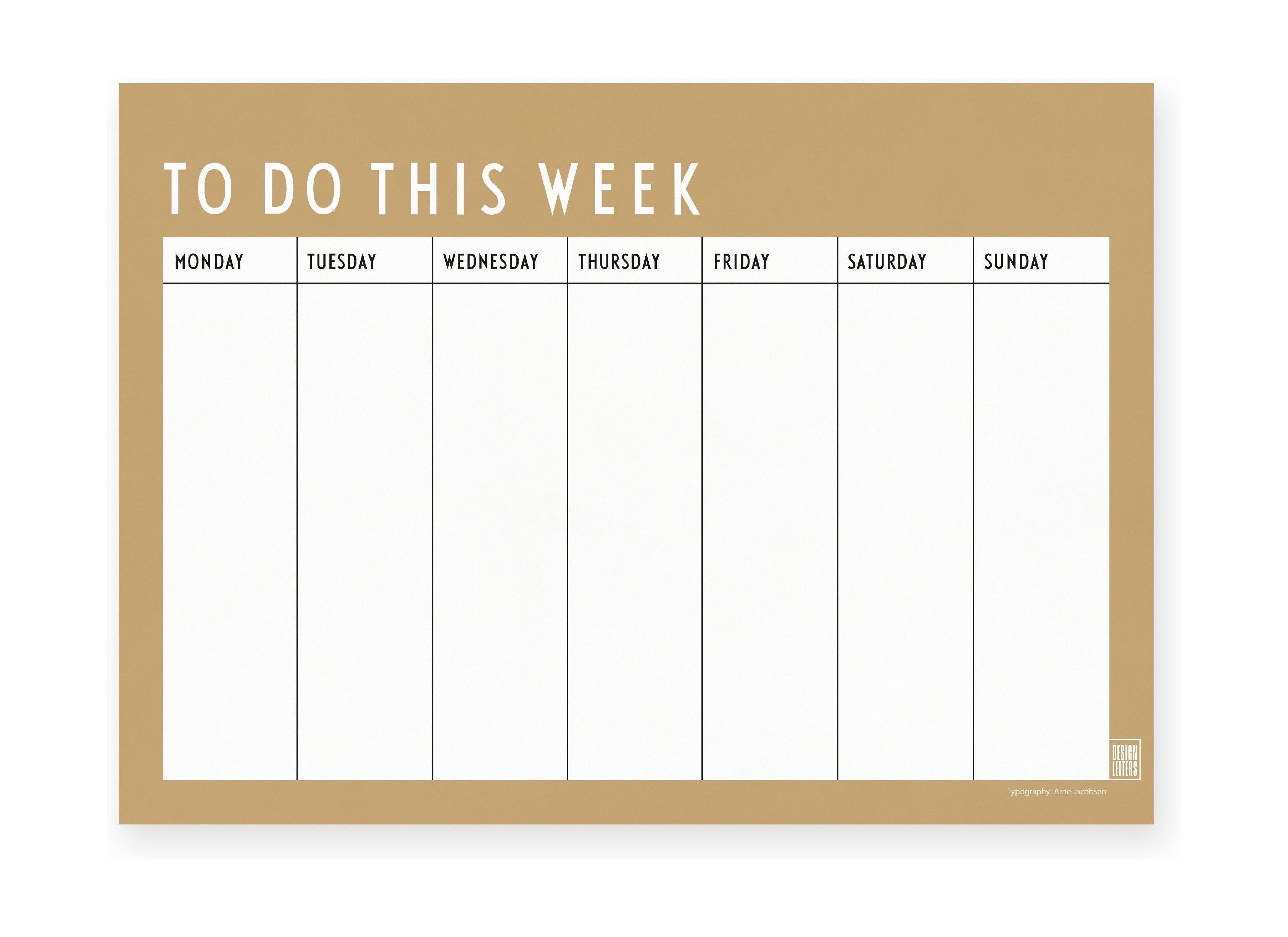 Design Letters Weekly Planner, Beige