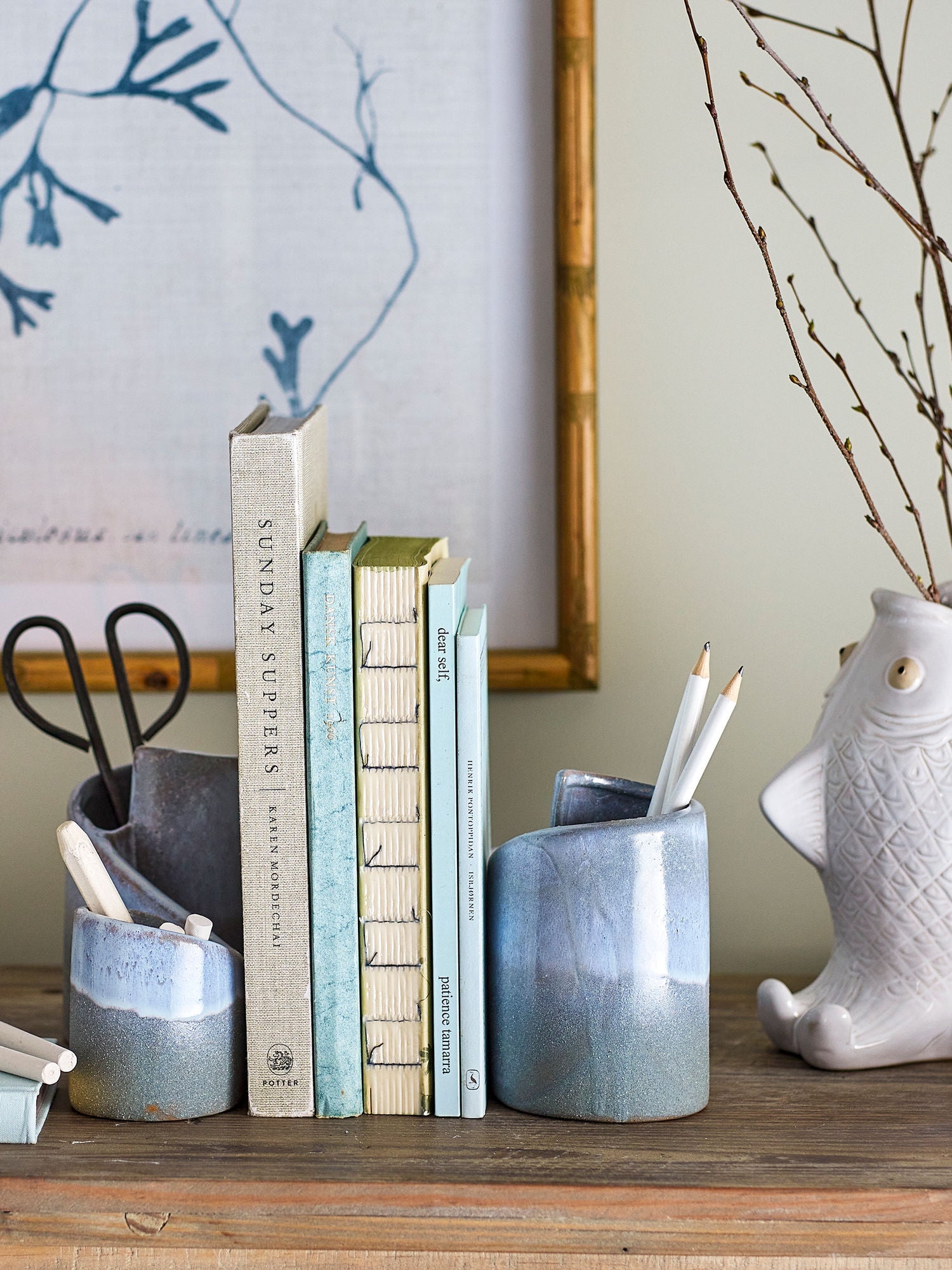 Kreatywna kolekcja Meliiad Bookend, Blue, Stoneware