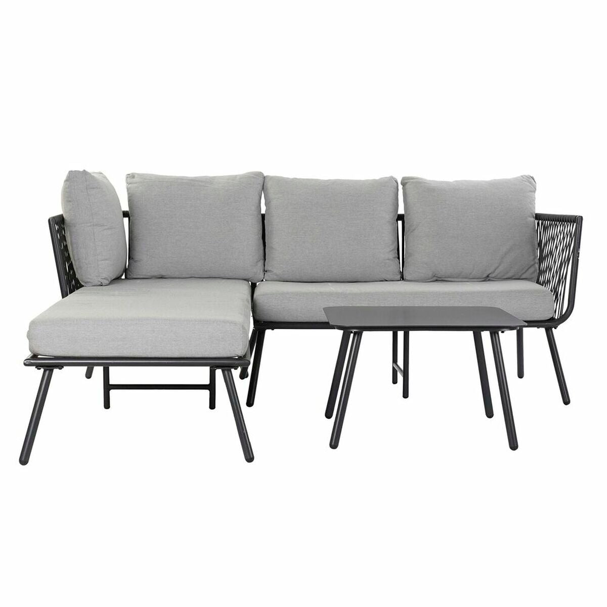 Sofa ogrodowa DKD Dekor domu czarny metalowy aluminiowy lina 30 x 40 cm 192 x