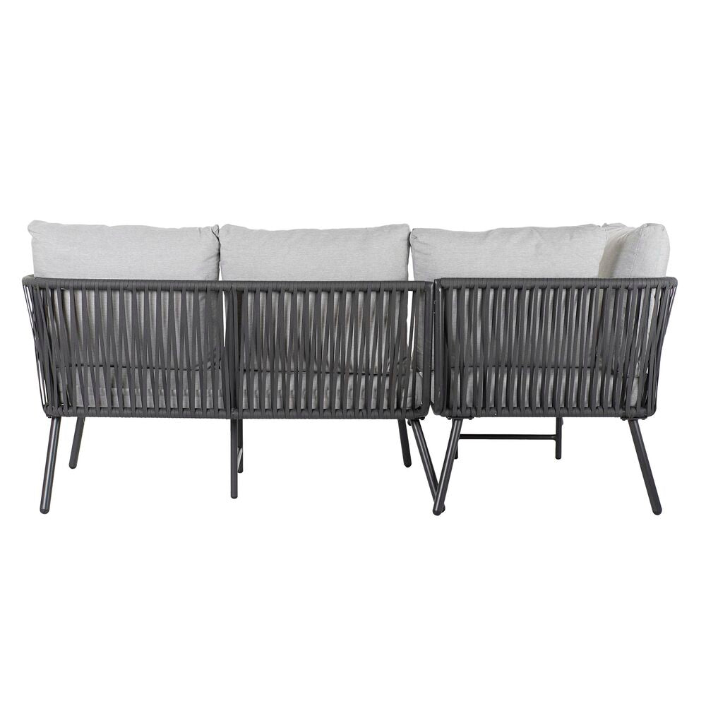 Sofa ogrodowa DKD Dekor domu czarny metalowy aluminiowy lina 30 x 40 cm 192 x