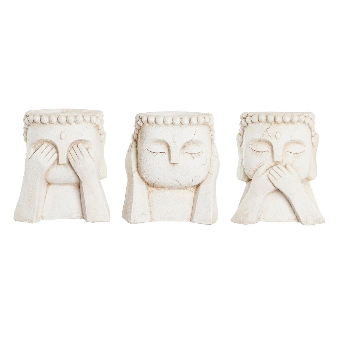 Planter DKD Home Decor 26 x 22 x 28,5 cm Buddha White Oriental