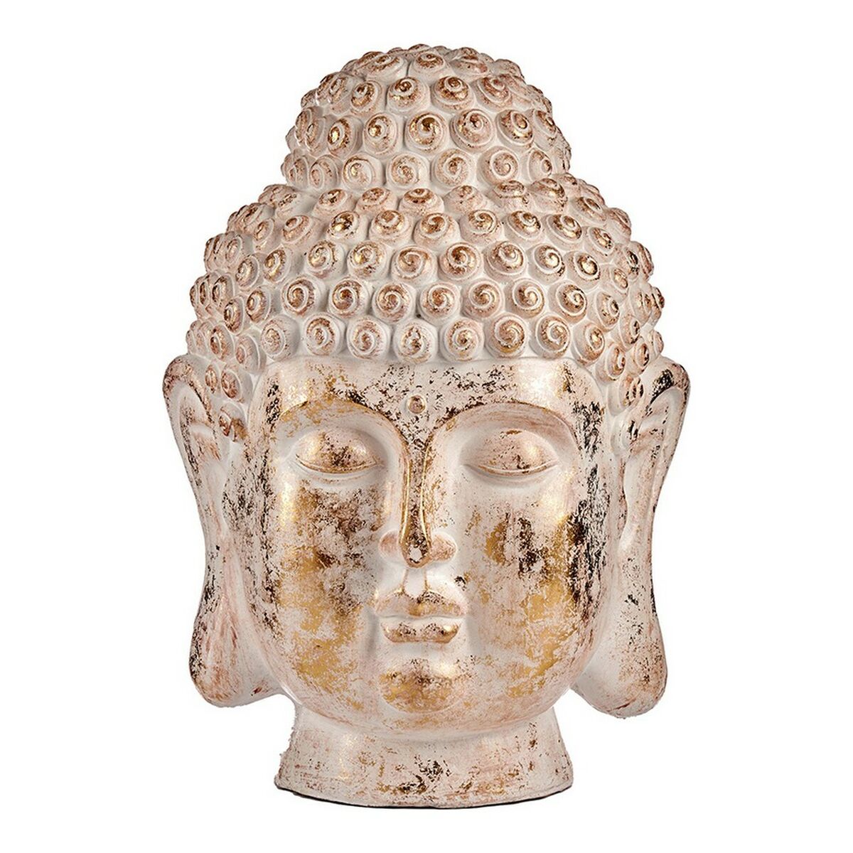 Dekoracyjna figura ogrodowa Budda Biała/złota poliryna (45,5 x 68 x