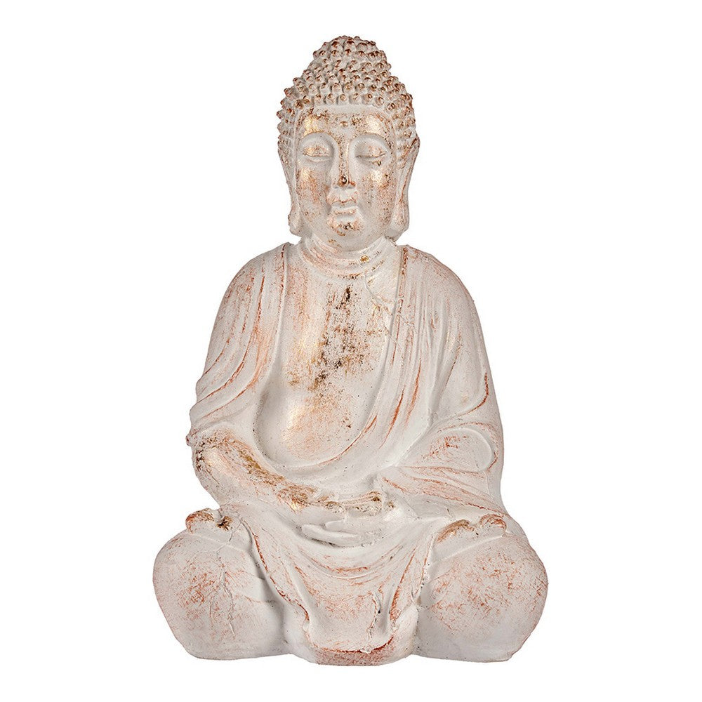 Dekoracyjna postać w ogrodzie Buddha biała/złota poliryna (24,5 x 50 x 31,8