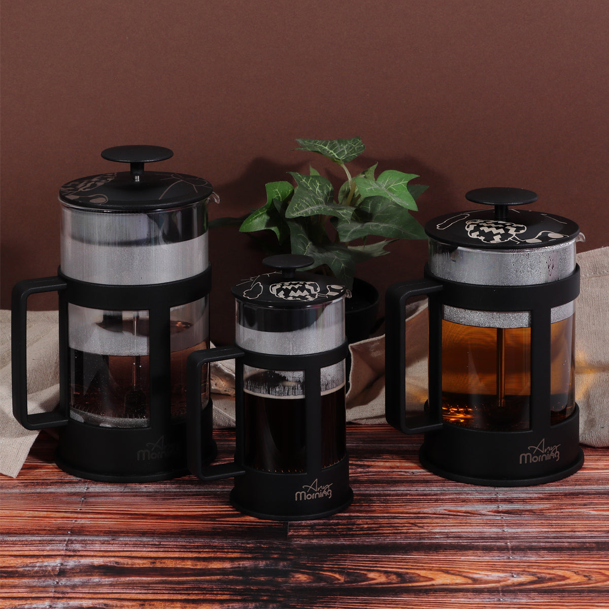 Any Morning FY04 French Press Kaffeebereiter, 1000 Ml, Schwarz