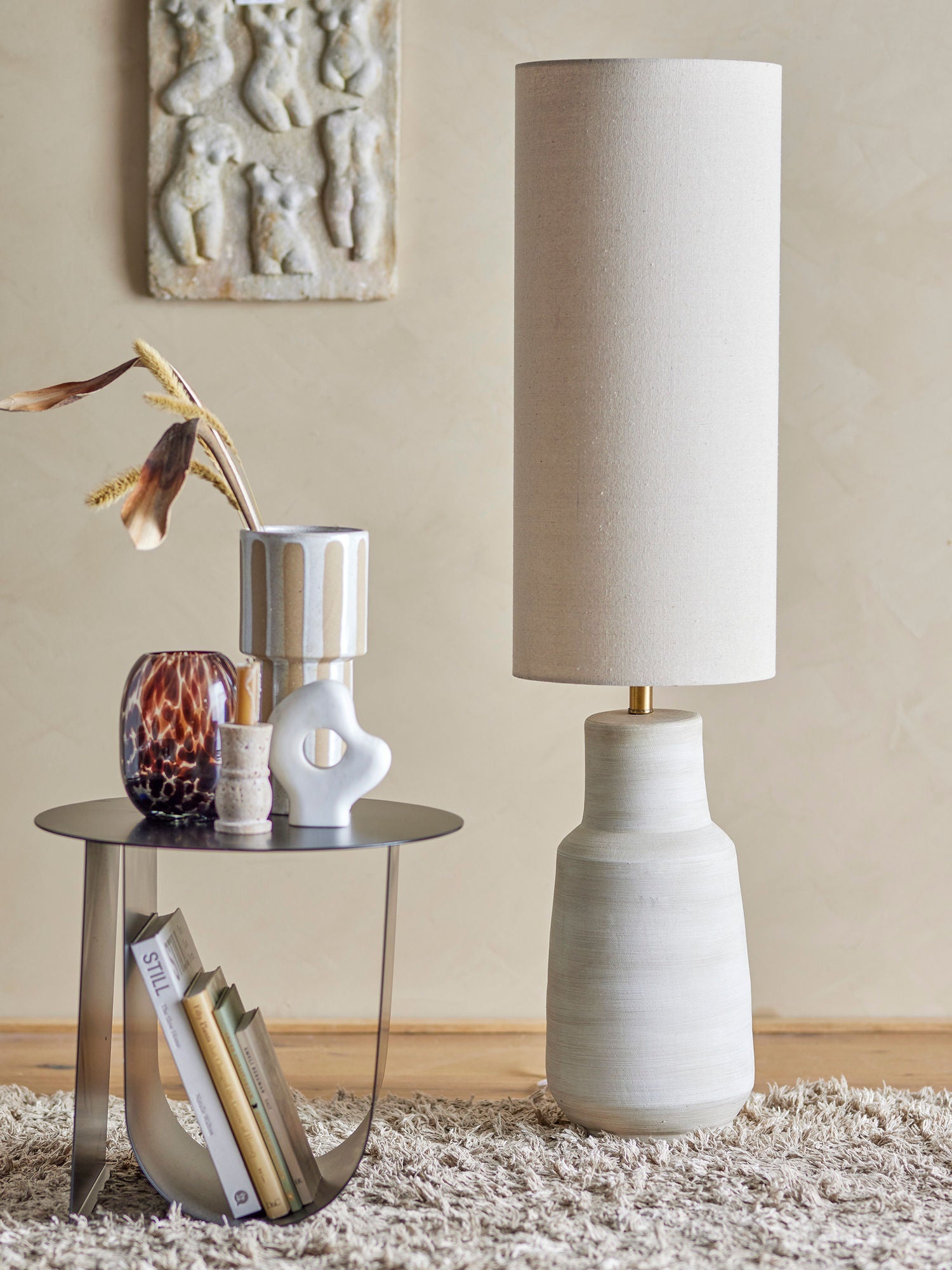 Bloomingville Linetta Floor Lamp, White, Stoneware