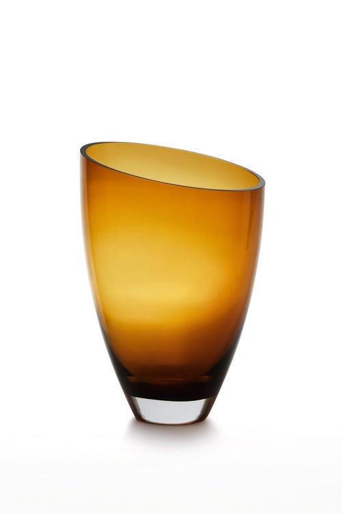 glass vase of inverse parabolic shape skewed, BULED, 9mm luxury glass