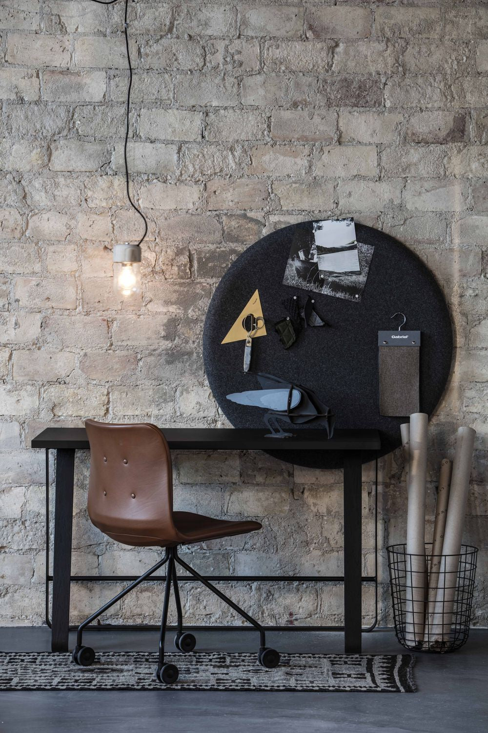 Bent Hansen Primum Chair With Armrests Black Wheel Frame, Black Zenso Leather