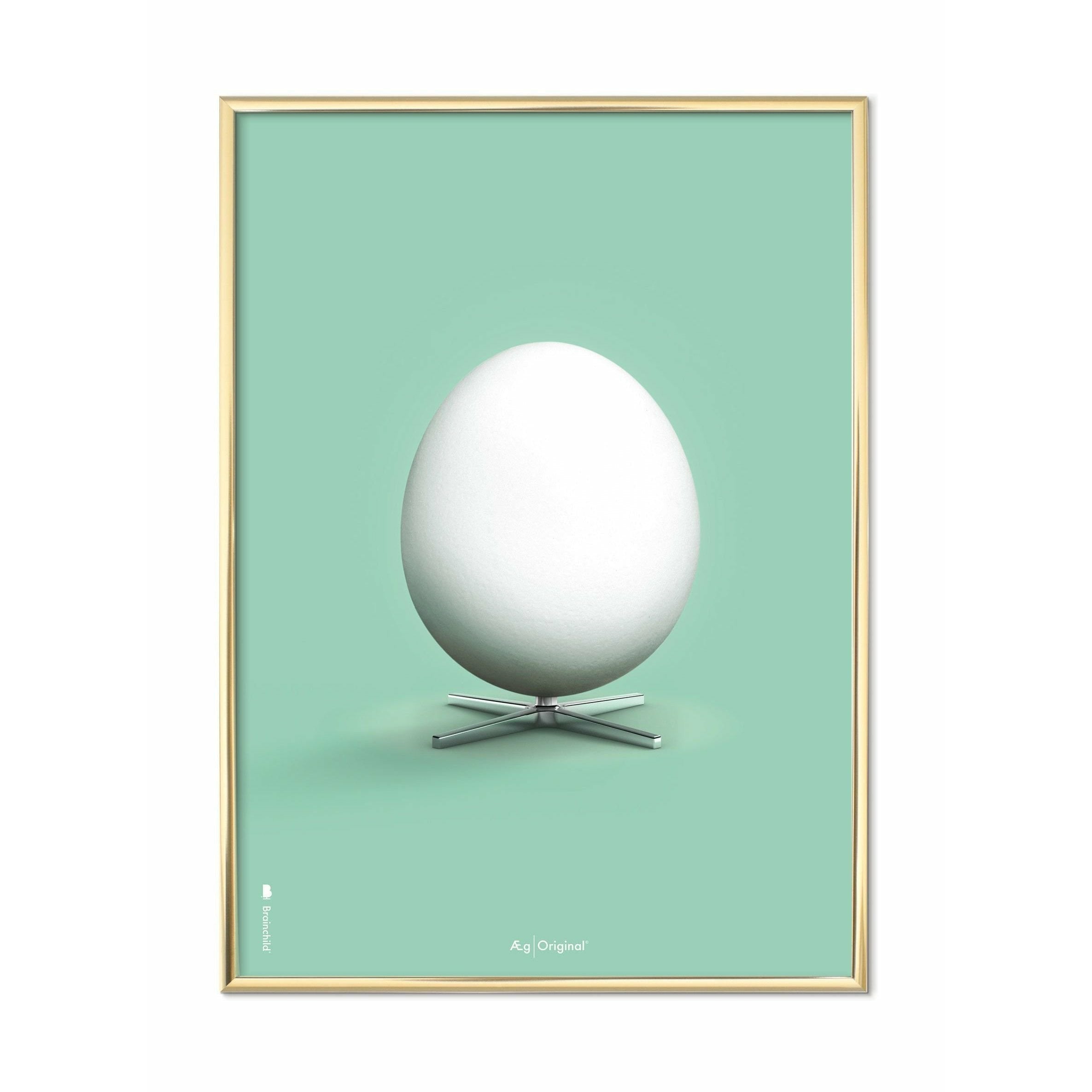 Klasyczny plakat jaja, mosiężna ramka 30x40 cm, Mint zielone tło