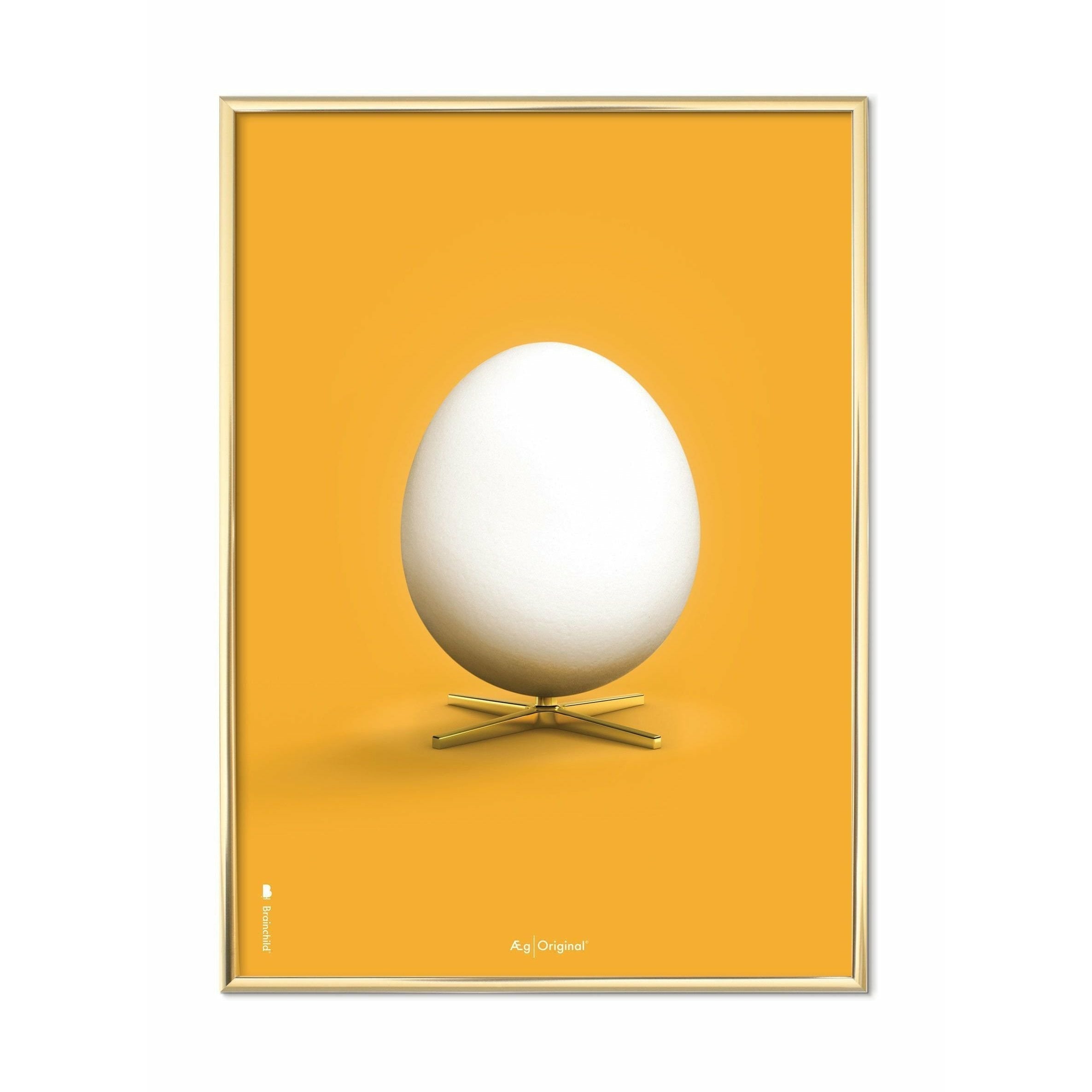 Brainchild Egg Classic Poster, Brass Colored Frame A5, Yellow Background