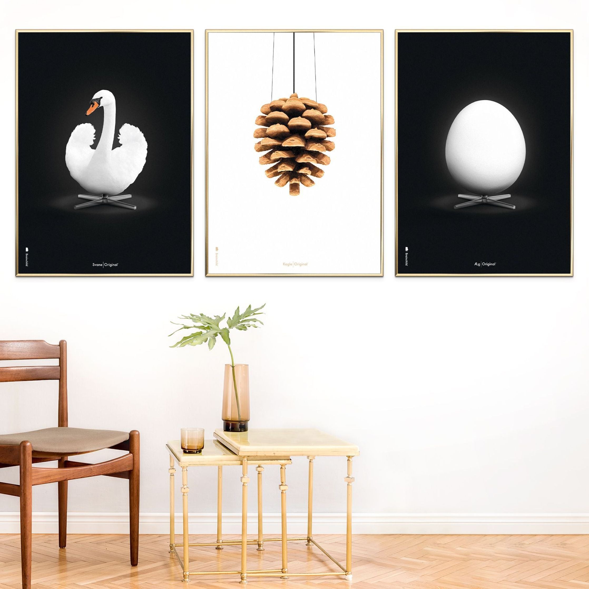Brainchild Egg Classic Poster, Dark Wood Frame A5, Black Background