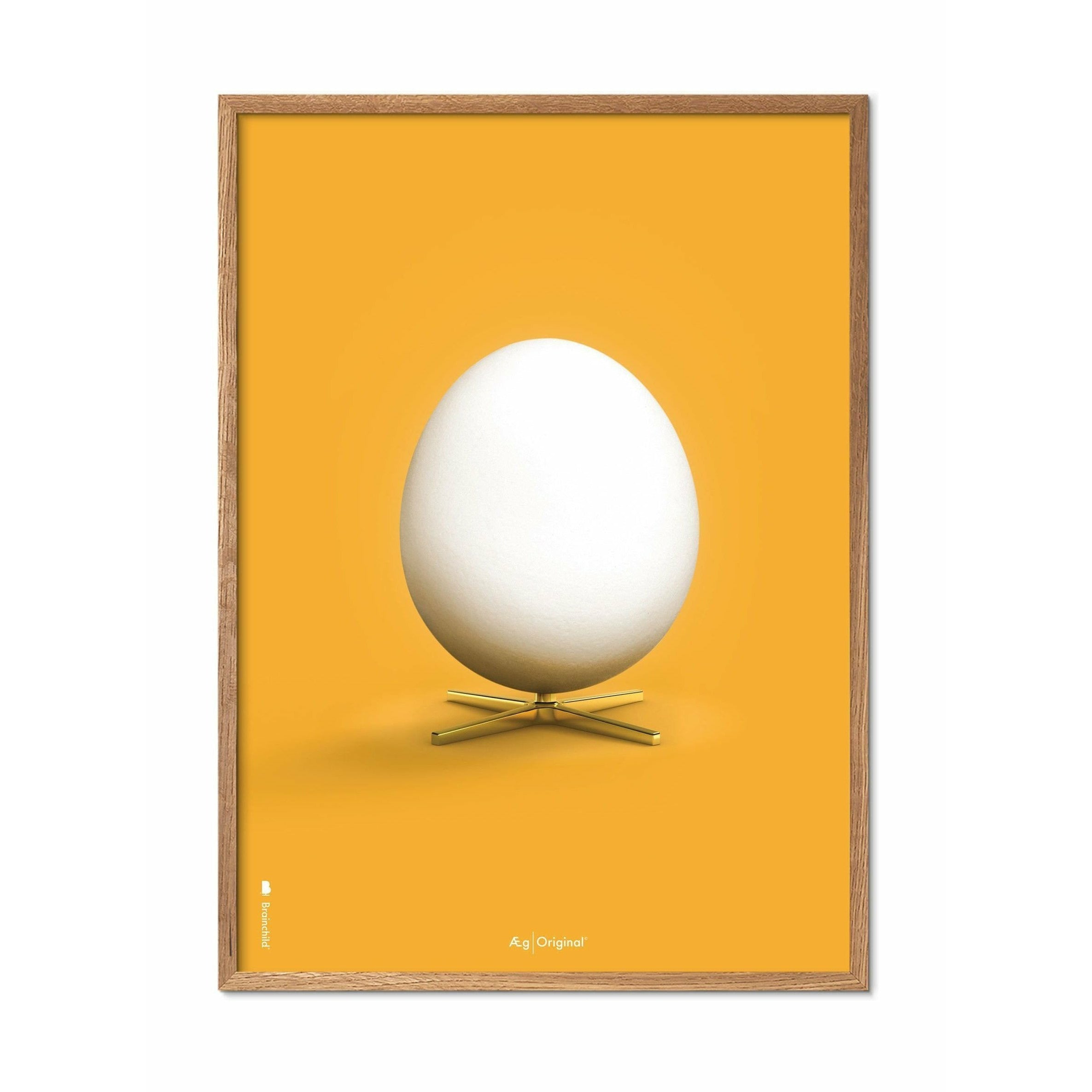 Klasyczny plakat jaja pomysłu, rama wykonana z jasnego drewna A5, żółte tło