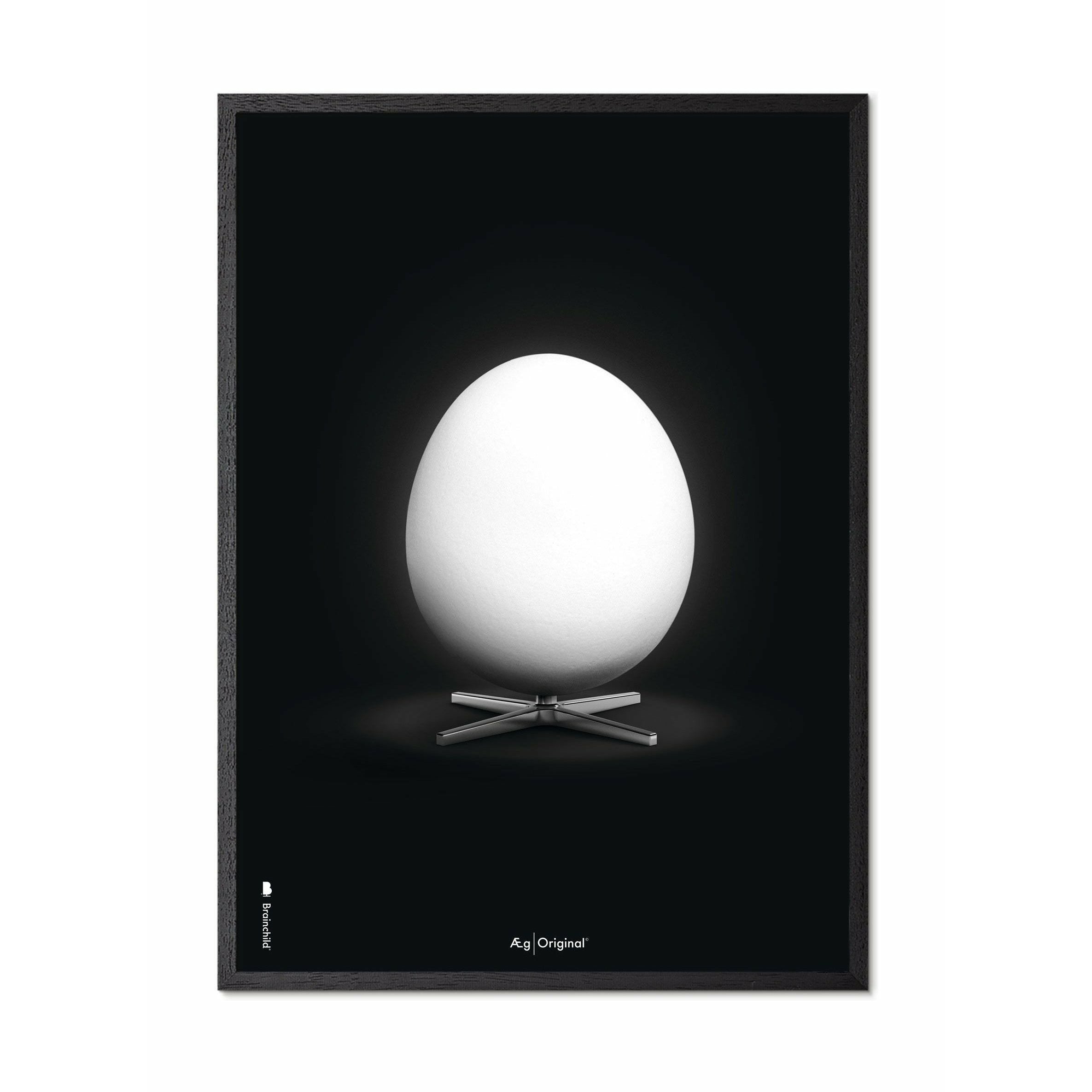 Klasyczny plakat jaja, rama w czarnym lakierowanym drewnie 30x40 cm, czarne tło