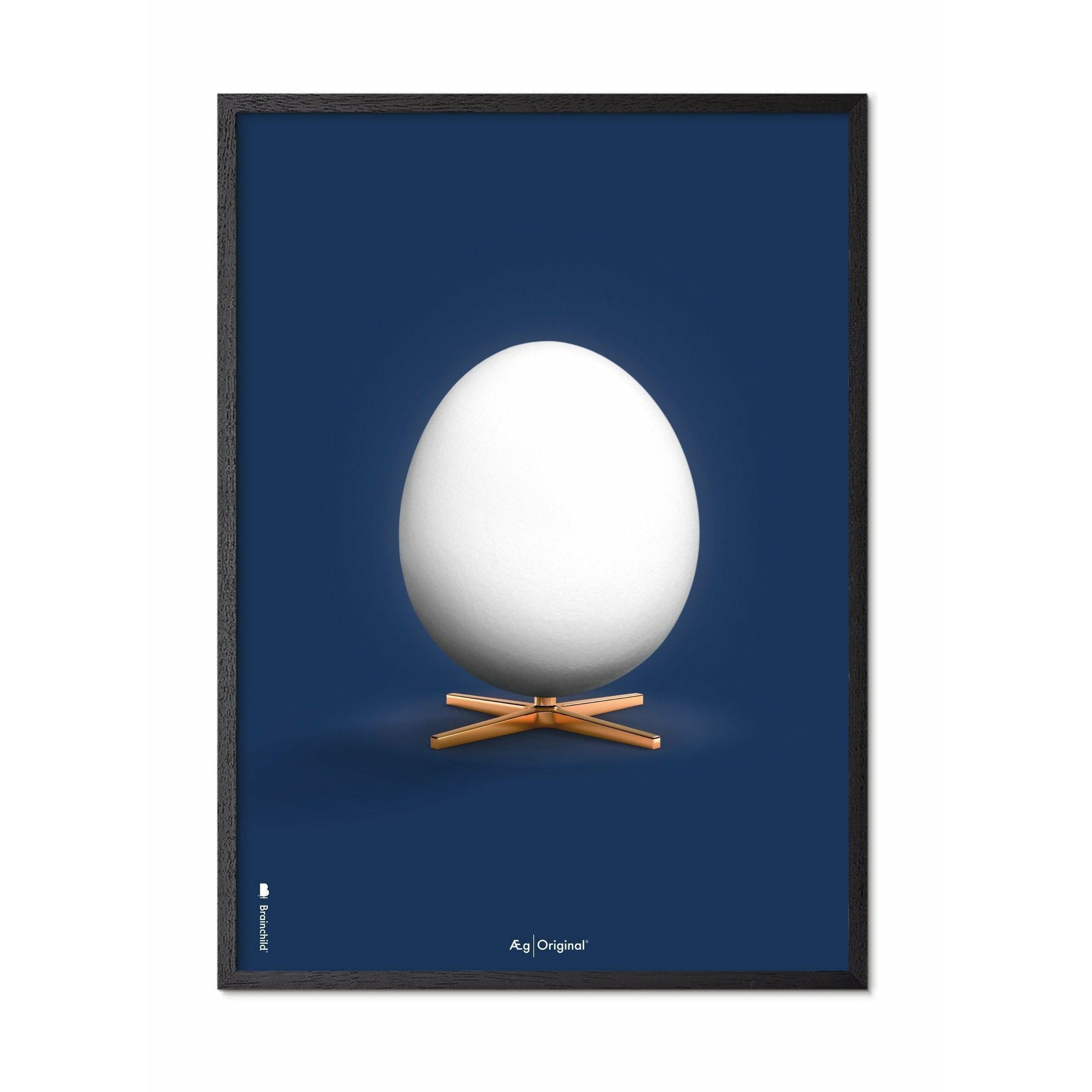 Classic Plakat jaja, rama w czarnym lakierowanym drewnie A5, ciemnoniebieskie tło