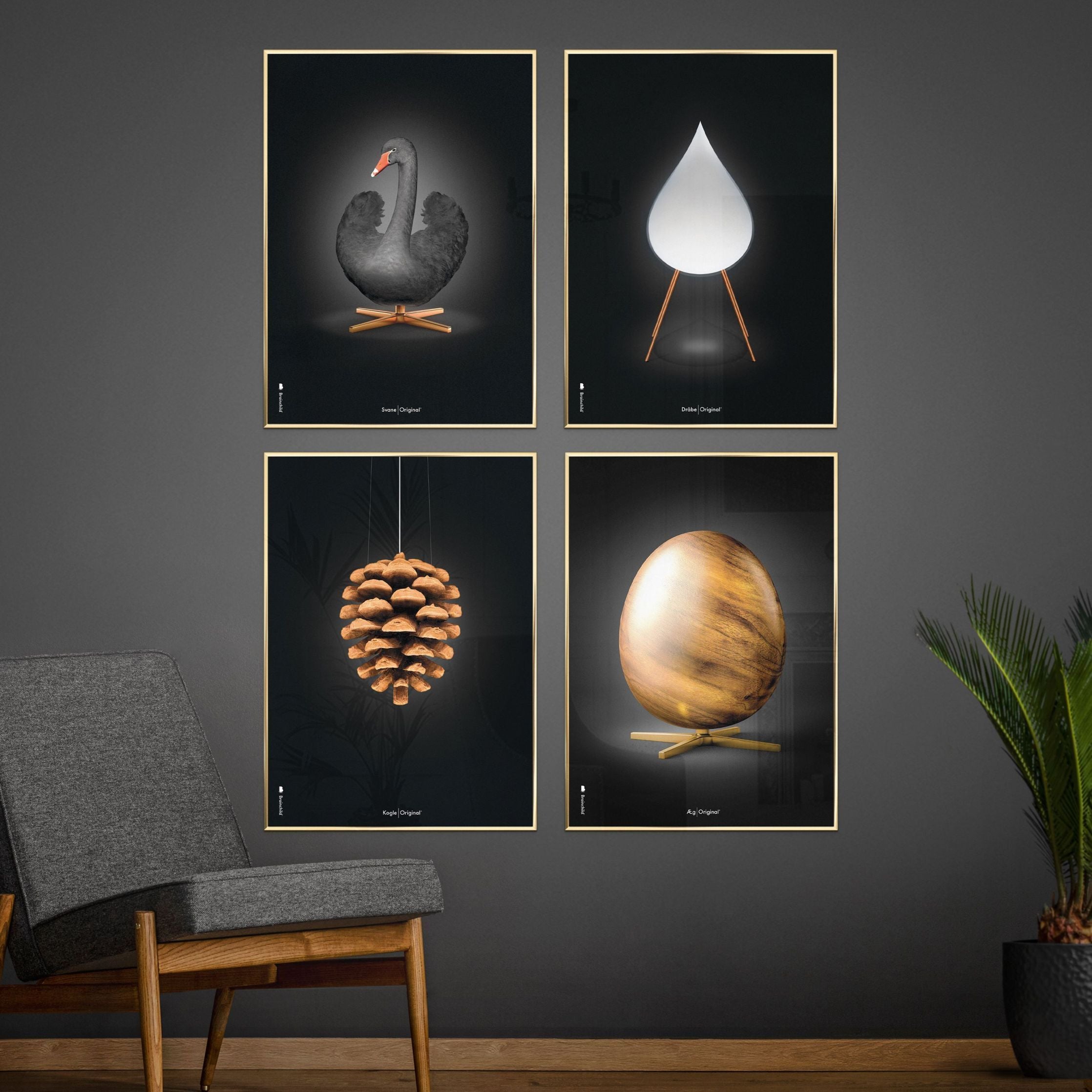 Pomysły plakat jaja, rama wykonana z jasnego drewna 30x40 cm, czarny