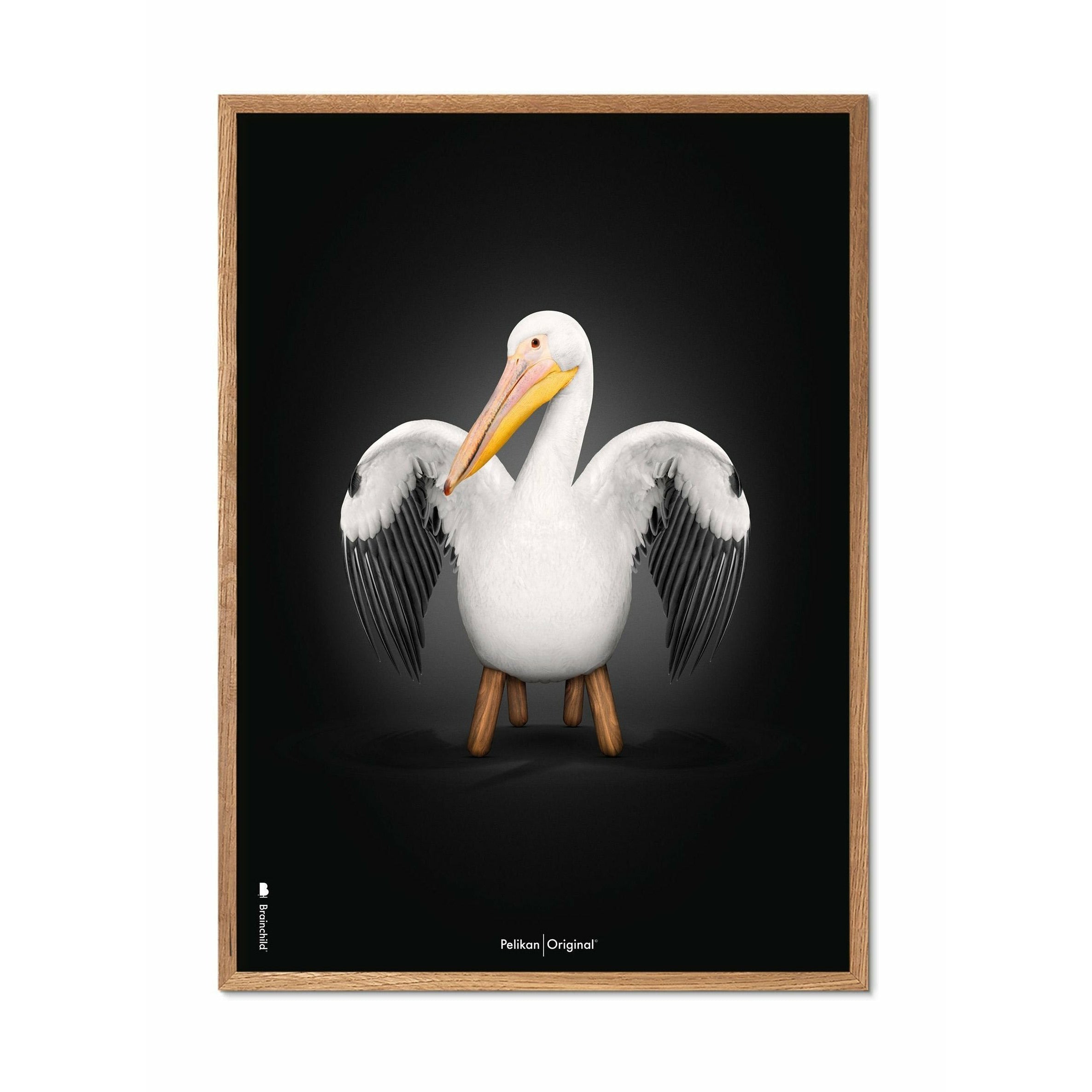 Pomysły Pelikan Classic Plakat, rama wykonana z jasnego drewna 50x70 cm, czarne tło