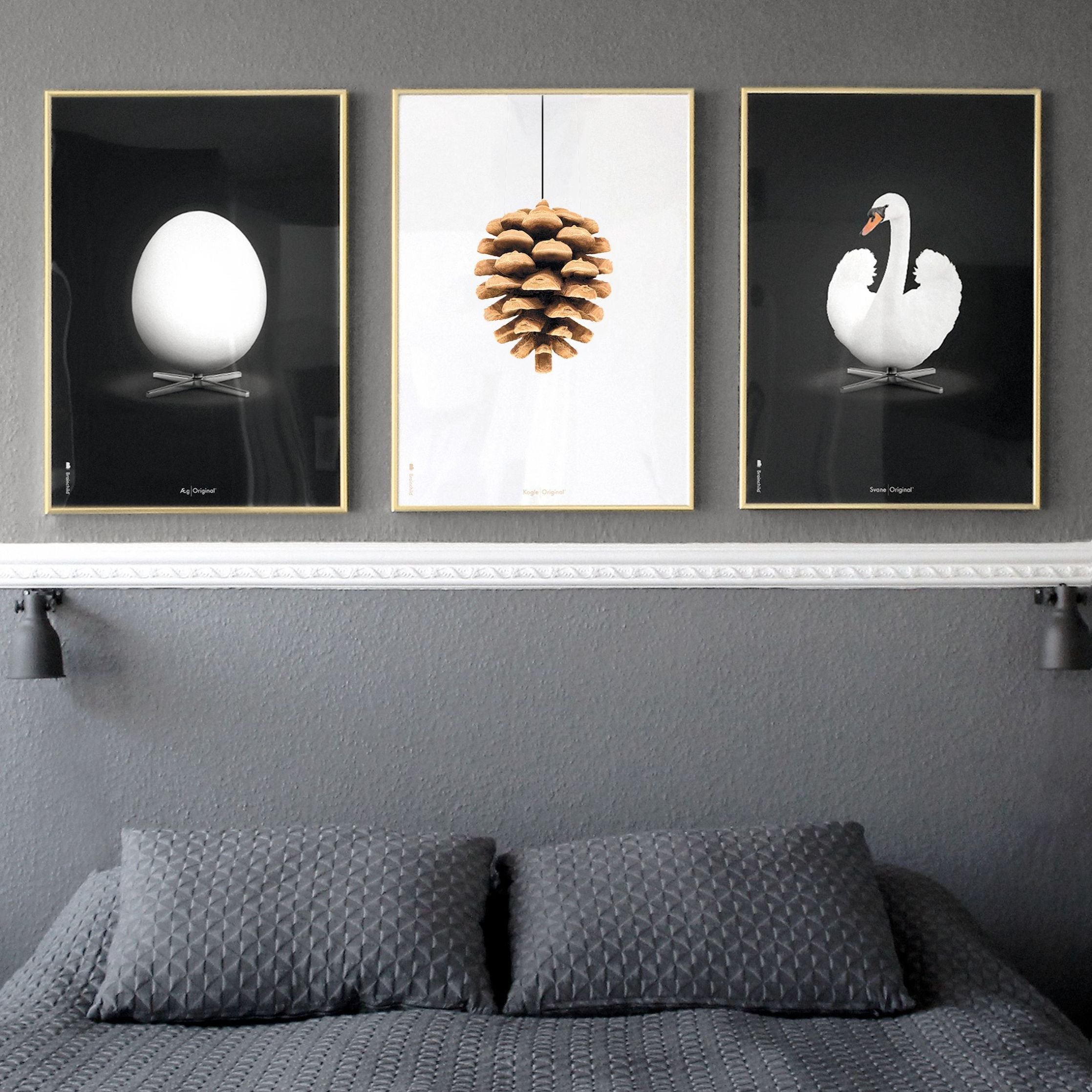 Pomysły Swan Classic Plakat, Rama ciemnego drewna A5, białe/białe tło