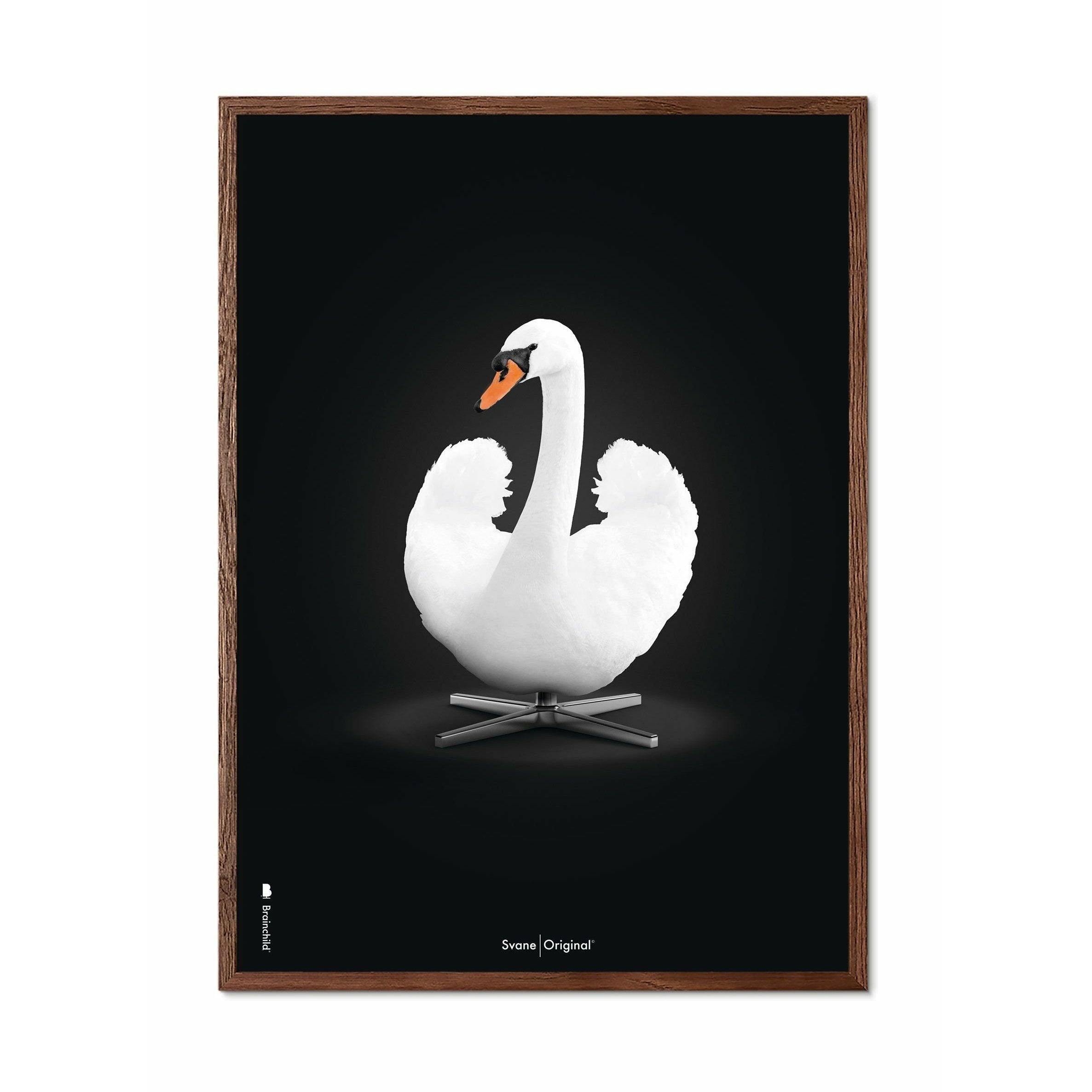 Pomysły Swan Classic Plakat, Rama ciemnego drewna A5, białe/białe tło