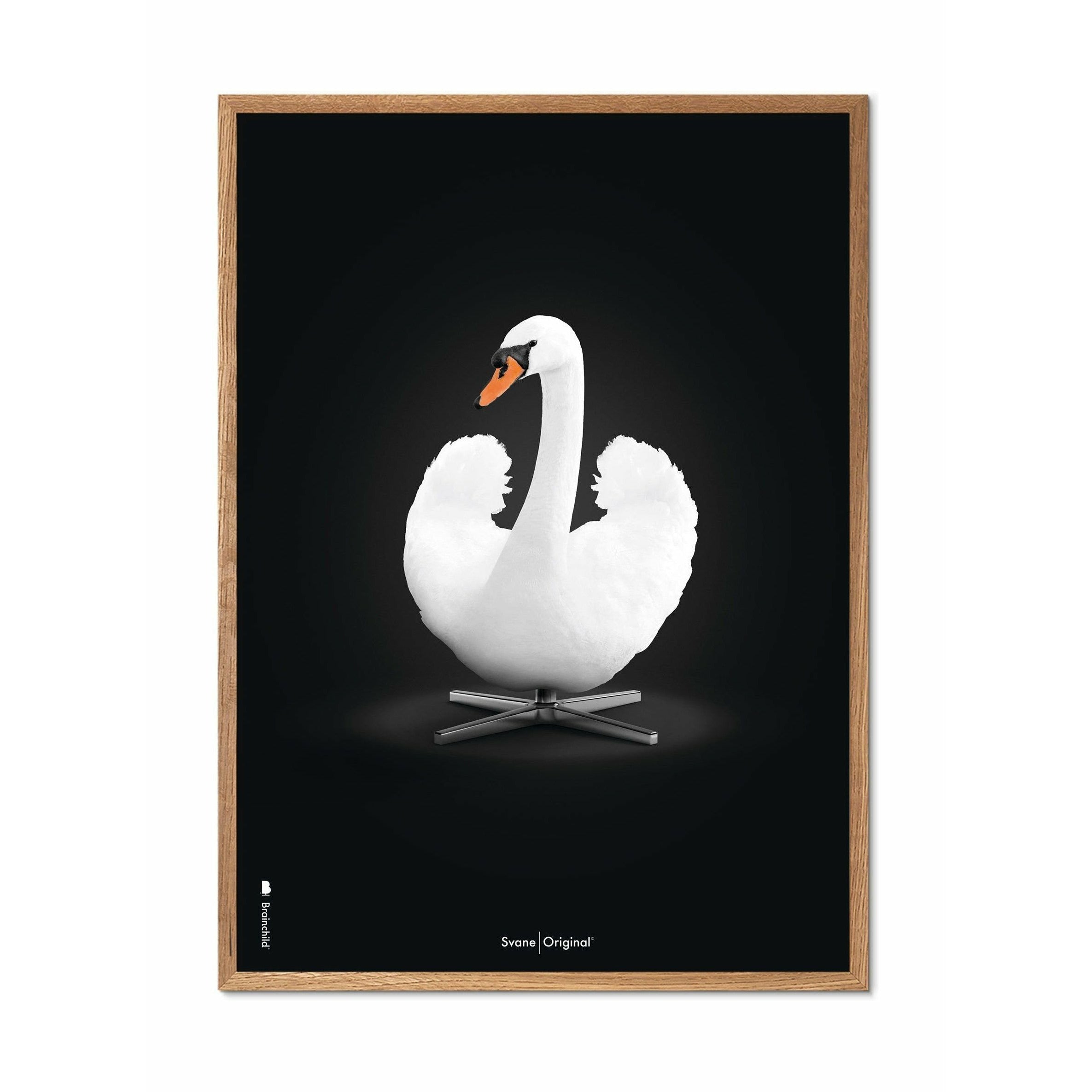 Pomysły Swan Classic Plakat, rama wykonana z jasnego drewna 30x40 cm, białe/białe tło
