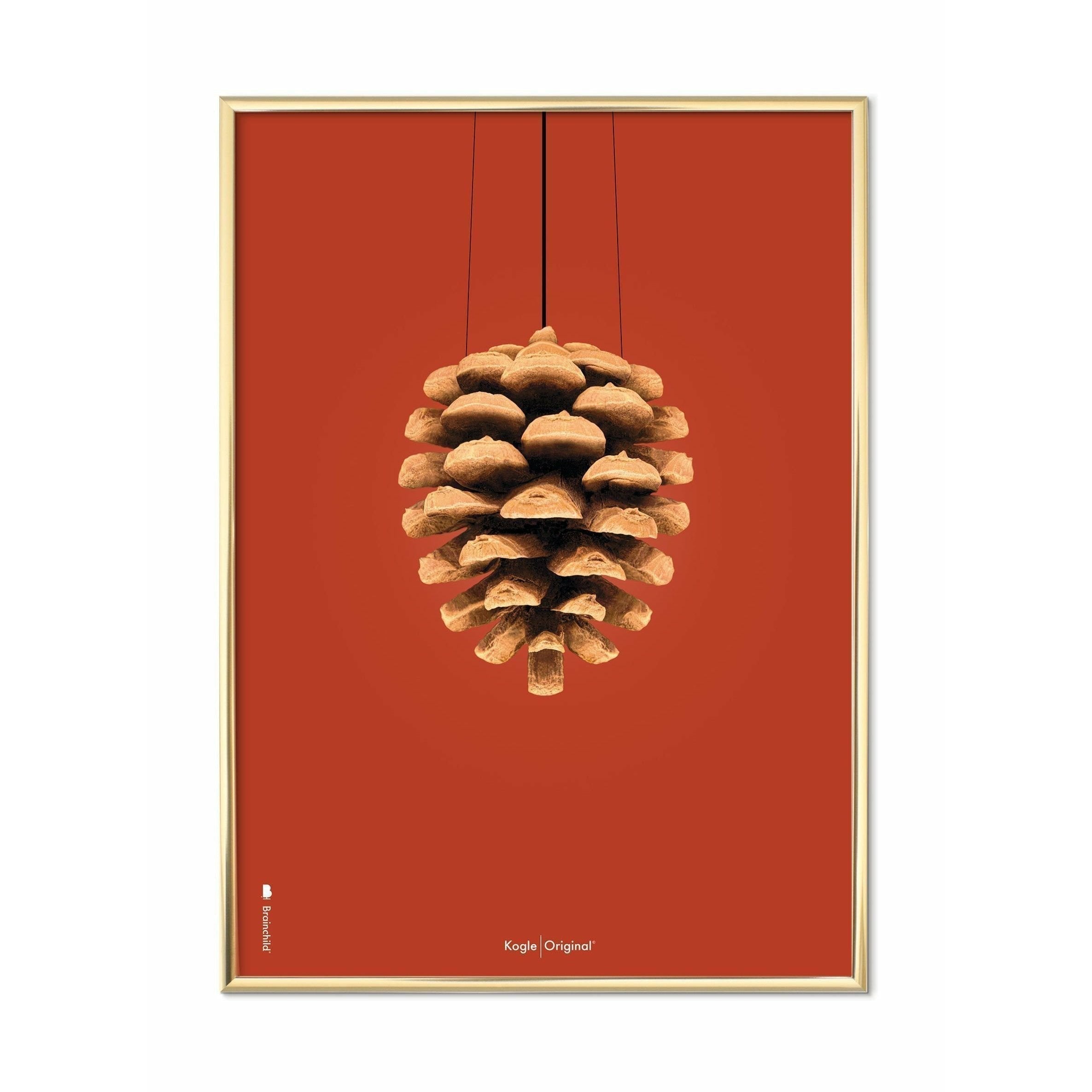 Pomysły Pine Classic Plakat, mosiężna ramka w kolorze mosiężnym 30x40 cm, czerwone tło