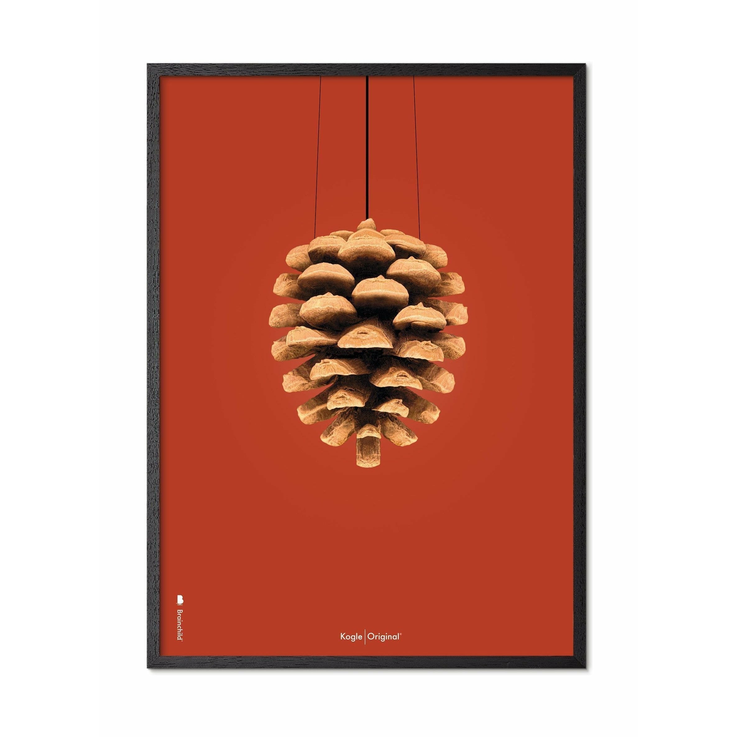 Pomysły Pine Classic Plakat, rama w czarnym lakierowanym drewnie 50x70 cm, czerwone tło