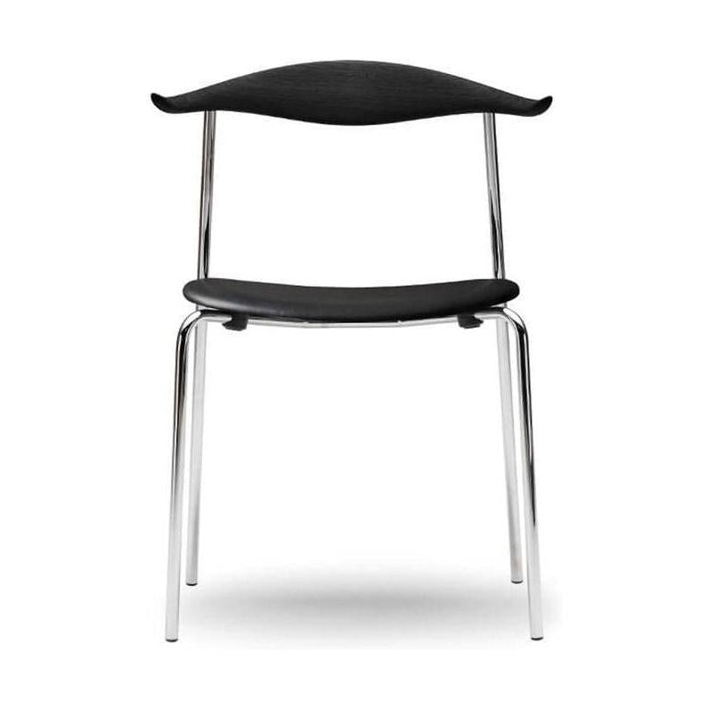 Krzesło Carl Hansen CH88 P, Czarna Beech/Czarna skóra/chromowana