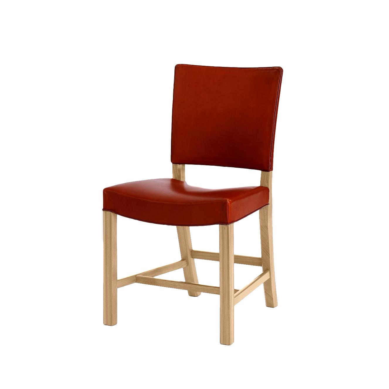 Carl Hansen KK39490 Małe czerwone krzesło, dębowe/czarna skóra