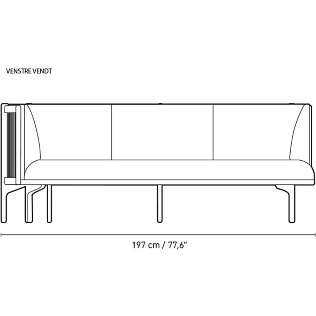 Carl Hansen RF1903 L Sidevays Sofa 3 Seeater Left Oak Oak Oil/Fiord Fabric, różowy/naturalny brąz