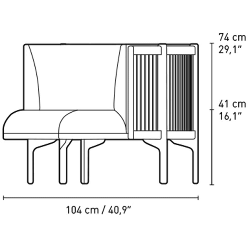 Carl Hansen RF1903 L Sidevays Sofa 3 Seeater Left Oak Oak Oil/Fiord Fabric, różowy/naturalny brąz