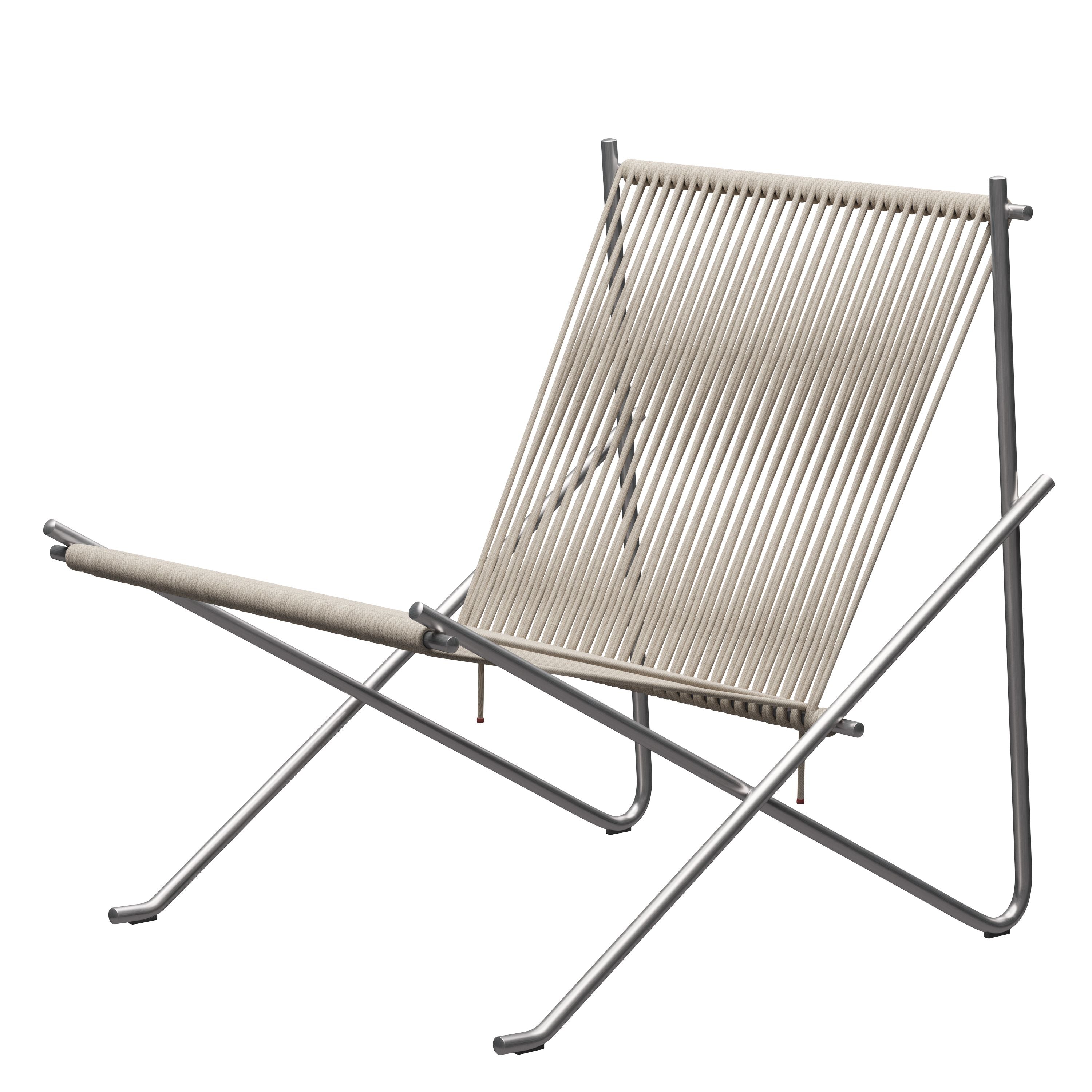 Fritz Hansen Pk4 Longe Chair Flag Hayard, Natural/Steel