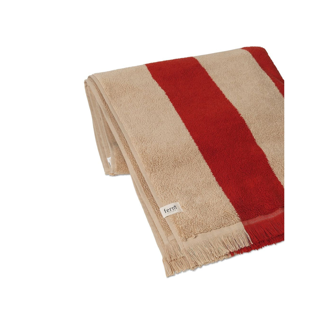 Ferm Living Alee Bath Towel 70x140 Cm, Light Camel/Red