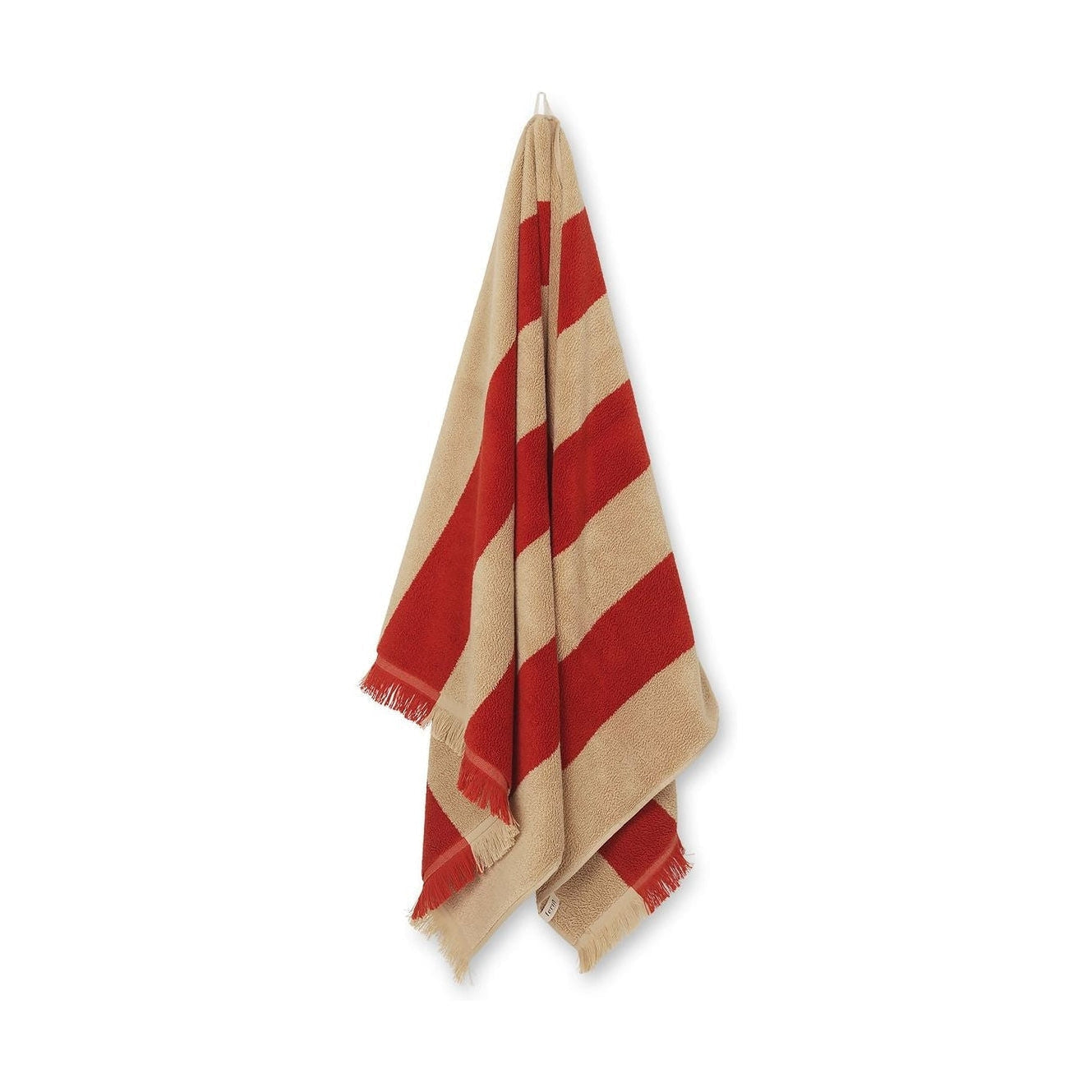 Ferm Living Alee Bath Towel 70x140 Cm, Light Camel/Red