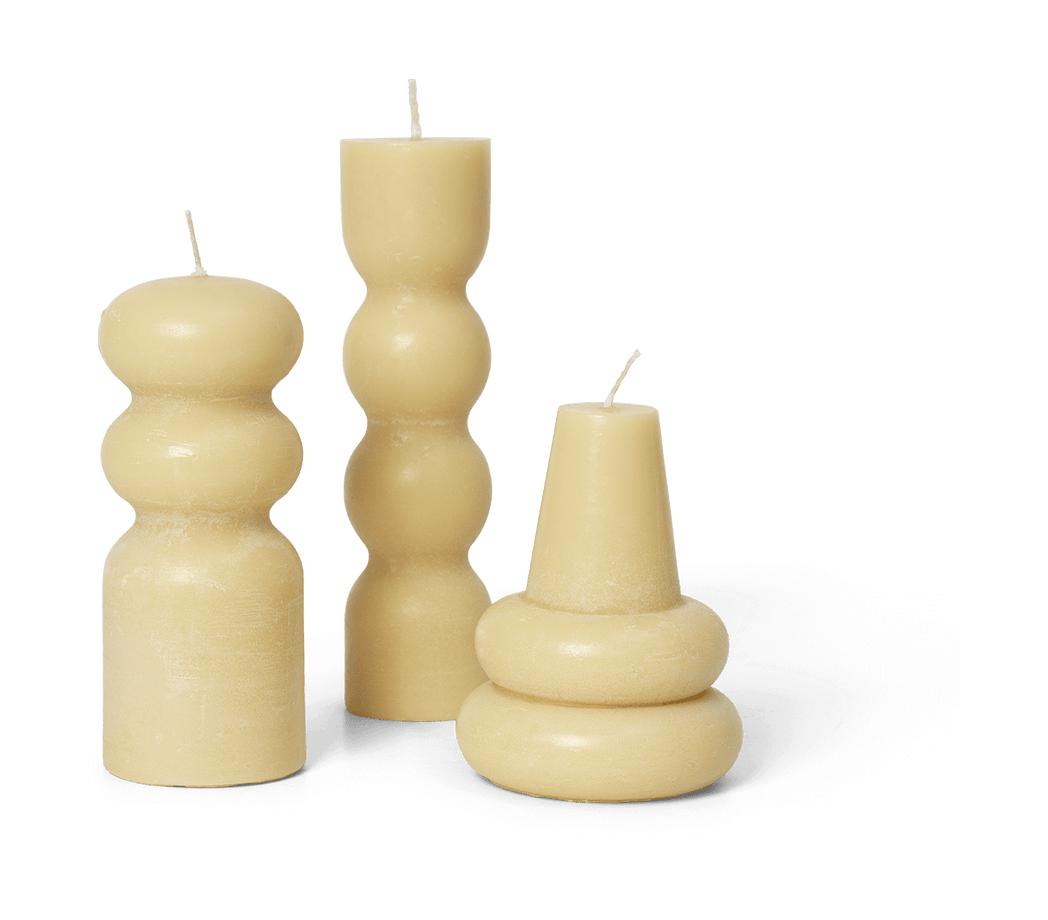 Ferm Living Torno Candles Set Of 3, Yellow