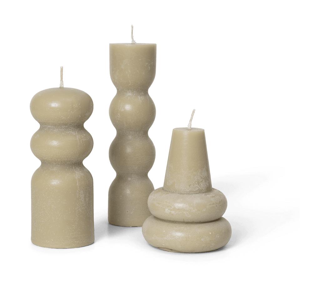 Ferm Living Torno Candles Set Of 3, Sand