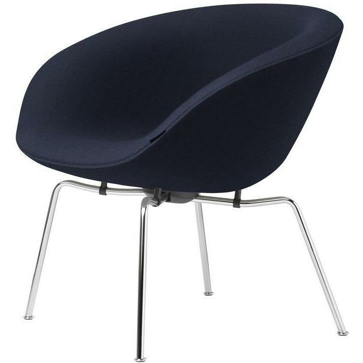 Fritz Hansen AJ Pot Lounge Frea Chromed Frame Fabric, Christianshavn Dark Blue