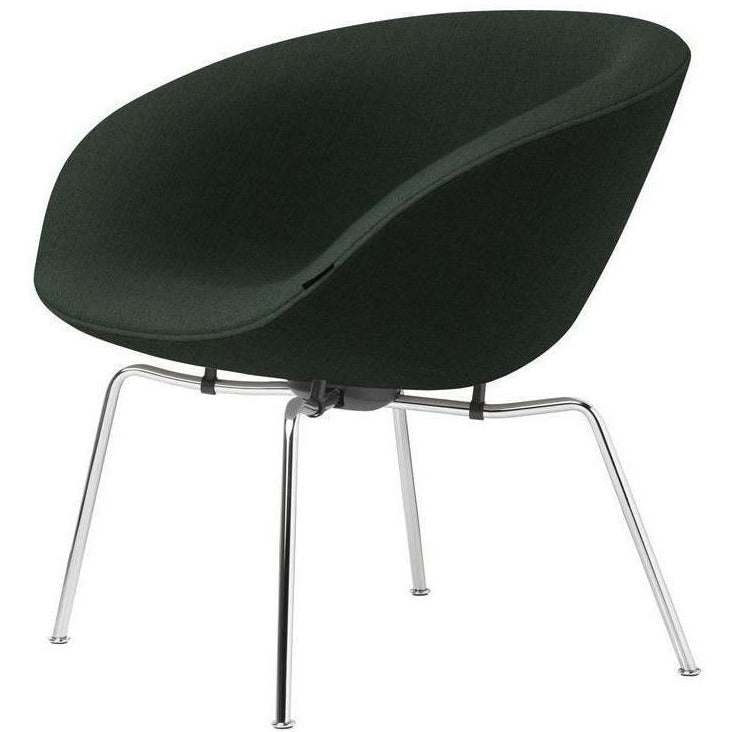 Fritz Hansen AJ Pot Lounge Frea Chromed Frame Fabric, Christianshavn Dark Green