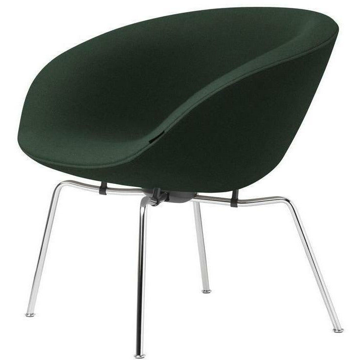 Fritz Hansen AJ Pot Lounge Frea Chromed Frame Fabric, Christianshavn Dark Green Rowal