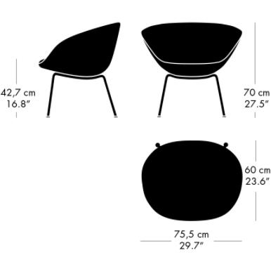 Fritz Hansen AJ Pot Faluge Frea Chromed Frame Fabric, Christianshavn jasnoniebieski uniwersytet uniwersytecki