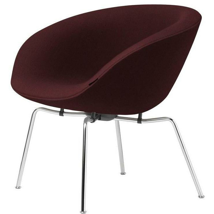 Fritz Hansen AJ Pot Lounge Frea Chromed Frame Fabric, Christianshavn Red