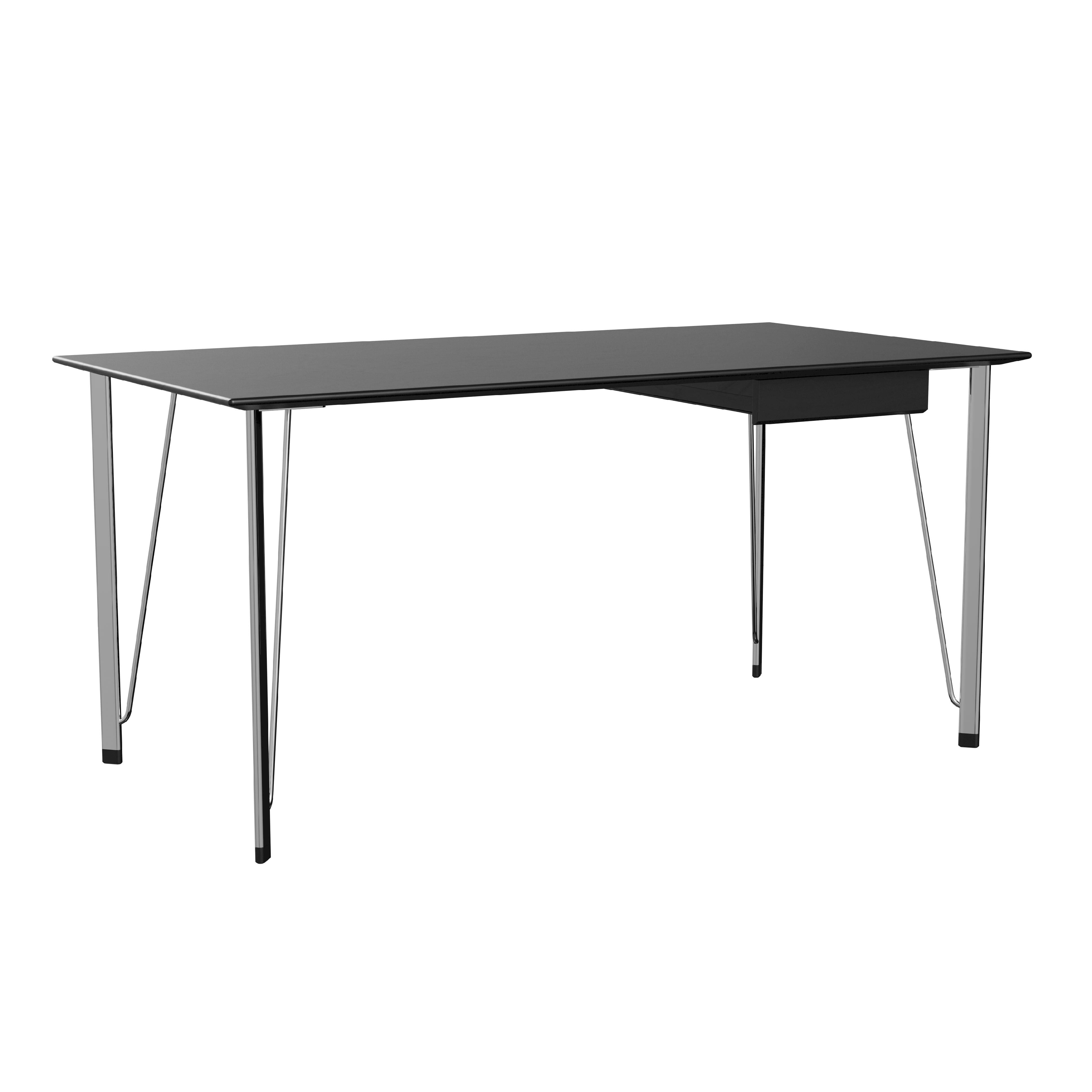 Fritz Hansen Fh3605 Desk With Drawer, Chrome/Black Dyed Ash